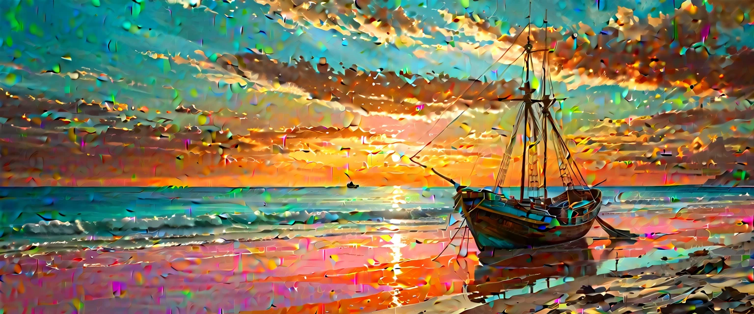 Winner of the award for best photography of the year, (the scene captures with extreme clarity, 
color and texture) a Turquoise Coast of Baja California, capturing the essence of a serene Mexican Panga boat 
anchored in the golden sand of a picturesque beach,((Soft pinkish-orange tones blend with the sky)), 
reminiscent of the magic hour when the sun hides behind the horizon. 
The rule of thirds composition places the ship at the intersection of two diagonals, 
drawing the viewer's attention to the tranquil scene. The brushwork is textured and realistic, 
evoking the style of artists such as Aytek Cetin, Max Rive, Tanmay Sapkal, Andrea Zappia and Daniel Gerhartz.
