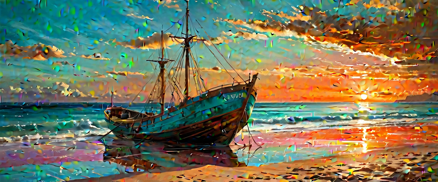 Winner of the award for best photography of the year, (the scene captures with extreme clarity, 
color and texture) a Turquoise Coast of Baja California, capturing the essence of a serene Mexican Panga boat 
anchored in the golden sand of a picturesque beach,((Soft pinkish-orange tones blend with the sky)), 
reminiscent of the magic hour when the sun hides behind the horizon. 
The rule of thirds composition places the ship at the intersection of two diagonals, 
drawing the viewer's attention to the tranquil scene. The brushwork is textured and realistic, 
evoking the style of artists such as Aytek Cetin, Max Rive, Tanmay Sapkal, Andrea Zappia and Daniel Gerhartz.
