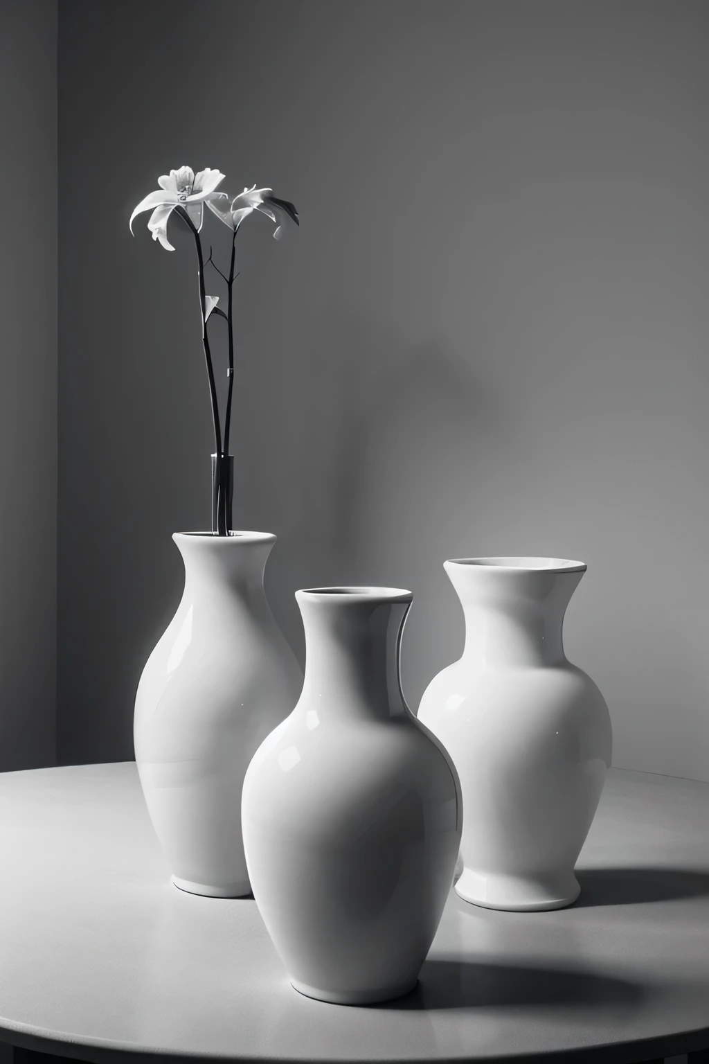 generates an image of vases in monochrome format with the monochrome scale