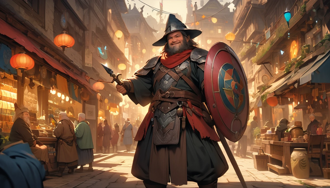 (masterpiece:1.4), (Highest quality:1.4), Very detailed, Complex, Very detailed, shape,Soft lighting, A bustling market in a magical city, Talk to the salesperson, View the magic items,Hopeful Face, smile, More than one person, Mixed gender, a group of adventurers, character from RPG games, (character: human, Fairy, Fairy, Dwarf, The Hobbit), (exterior: Swordsman Style, Shaman Style, Monk Style, Magician style), (belongings: Long sword, dagger, Holy Staff, Magic wand, shield, metal armor, Leather Armor), Perfectly accurate anatomical shape、All limbs intact、Perfect full finger, Colorful characters, A place to buy and sell mystical artifacts, Inside the store,Huge, Majestic, Uplifting expressions, Everyone's expressions are amazing.