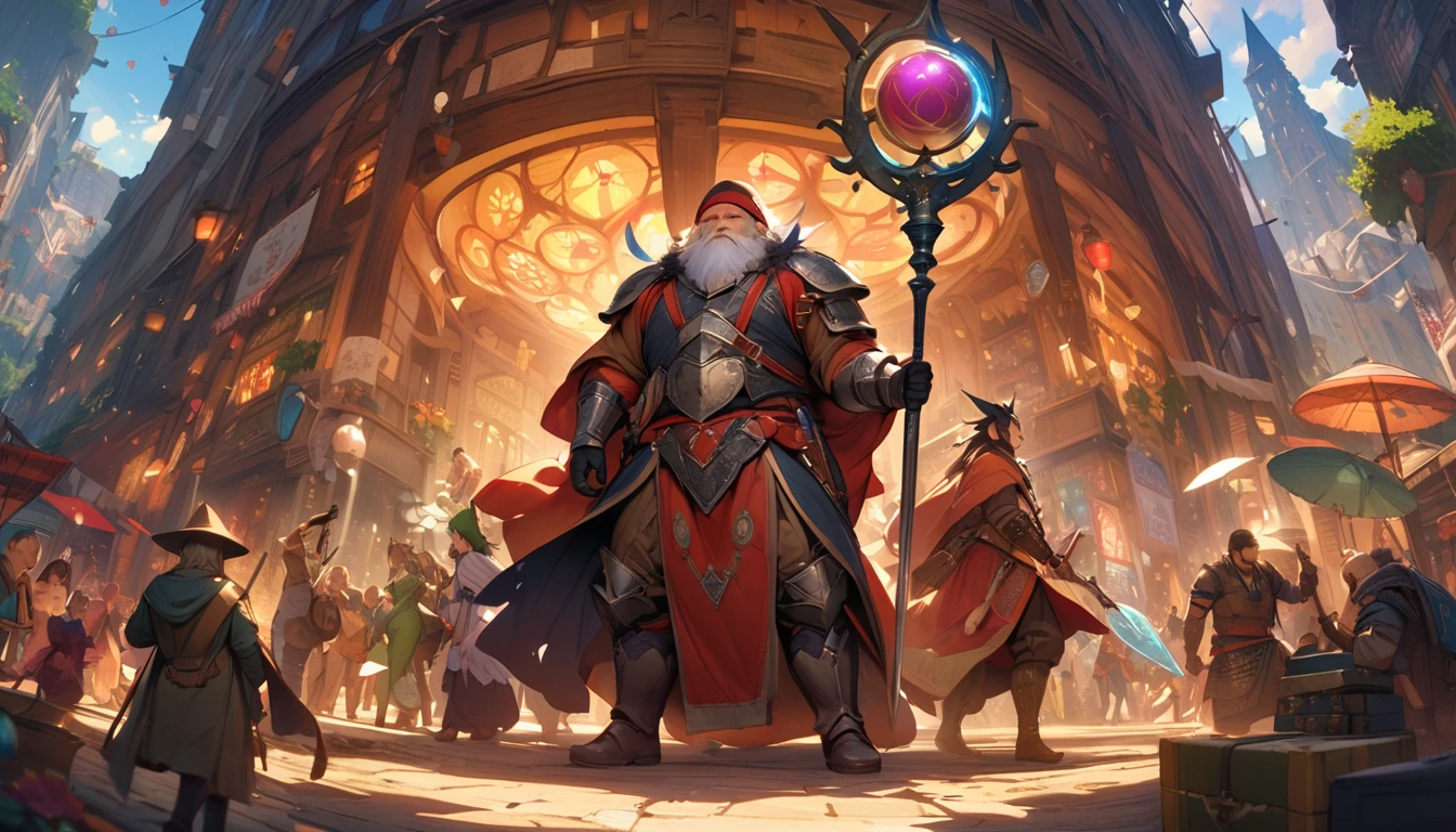 (masterpiece:1.4), (Highest quality:1.4), Very detailed, Complex, Very detailed, shape,Soft lighting, A bustling market in a magical city, Talk to the salesperson, View the magic items,Hopeful Face, smile, More than one person, Mixed gender, a group of adventurers, character from RPG games, (character: human, Fairy, Fairy, Dwarf, The Hobbit), (exterior: Swordsman Style, Shaman Style, Monk Style, Magician style), (belongings: Long sword, dagger, Holy Staff, Magic wand, shield, metal armor, Leather Armor), Perfectly accurate anatomical shape、All limbs intact、Perfect full finger, Colorful characters, A place to buy and sell mystical artifacts, Inside the store,Huge, Majestic, Uplifting expressions, Everyone's expressions are amazing.