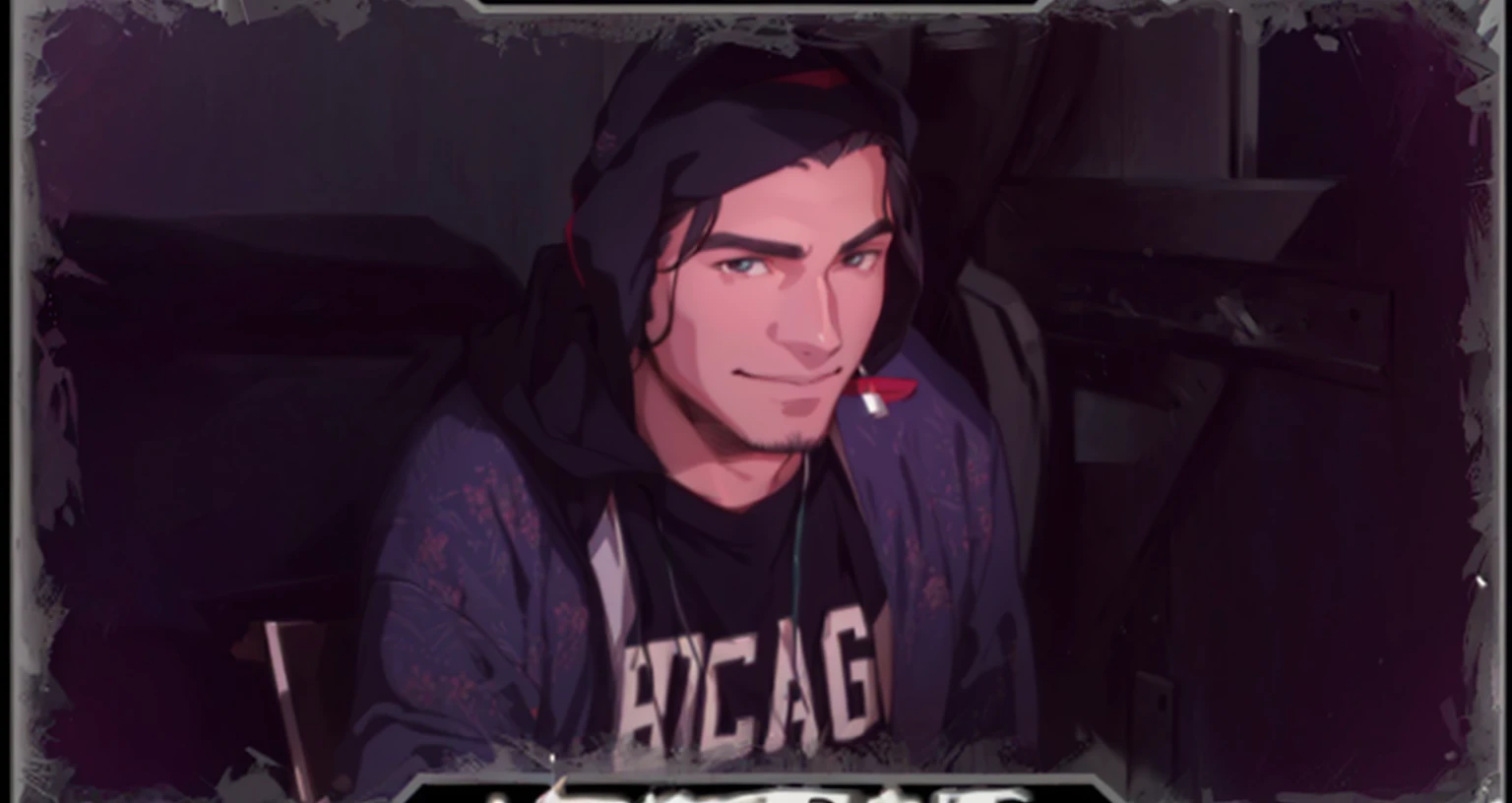 Peruvian man 34 years old young handsome and noseon anime art style