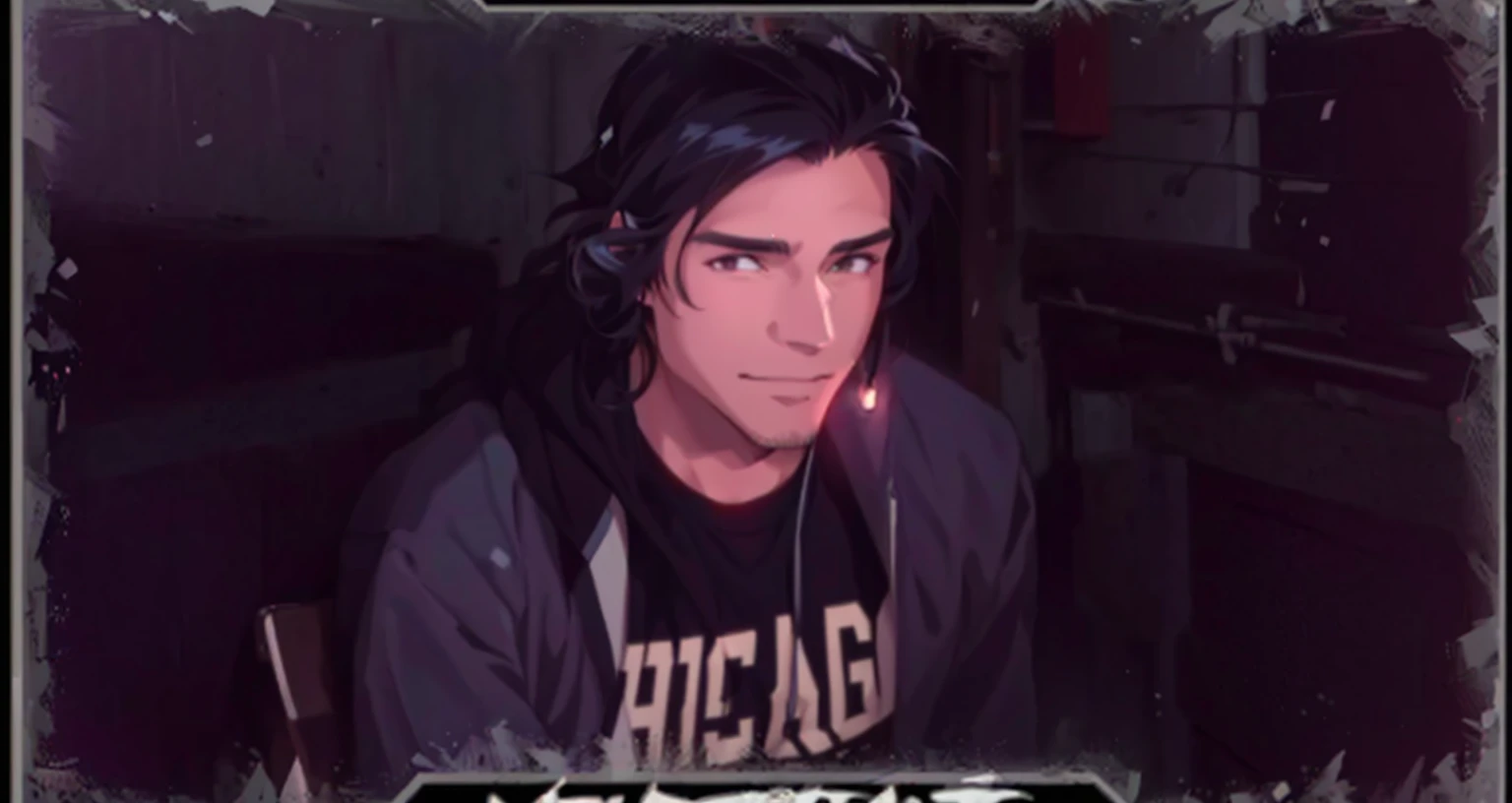 Peruvian man 34 years old young handsome and noseon anime art style