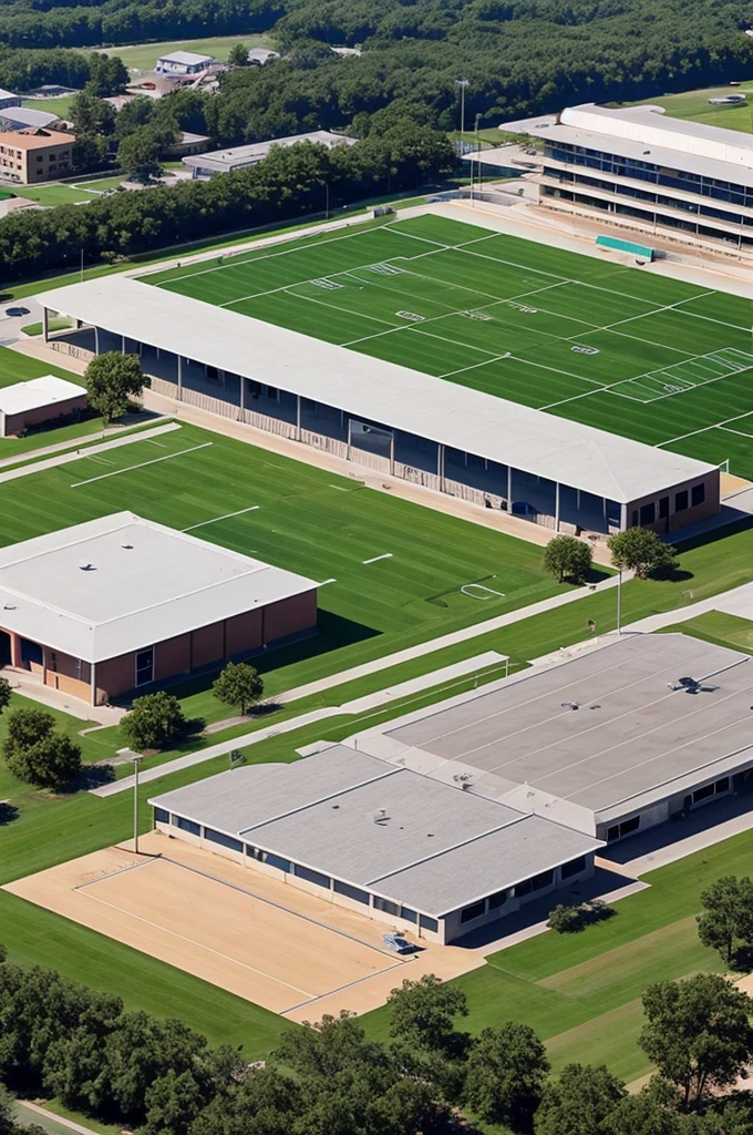 School building and football field