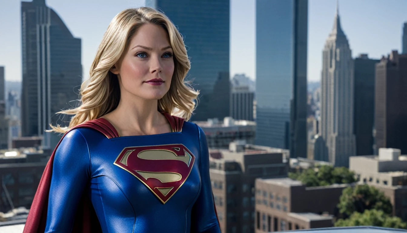Supergirl1984s costume real old Andrea Anders 2024; HD. Photograph, ((realism)), extremely high quality RAW photograph, ultra detailed photograph, sharp focus, high resolution, (detailed skin:1,3),high quality, film grain, Fujifilm XT3,Highly Detailed, movie, (Cinematic Photo:1.3) of (Realistic:1.3)