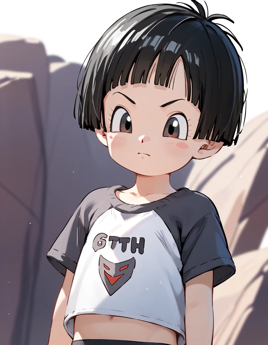 female pan \(dragon ball\), 1 girl, black hair, short hair, black eyes anime character with , anatomically correct, super detailed, high quality, 4K