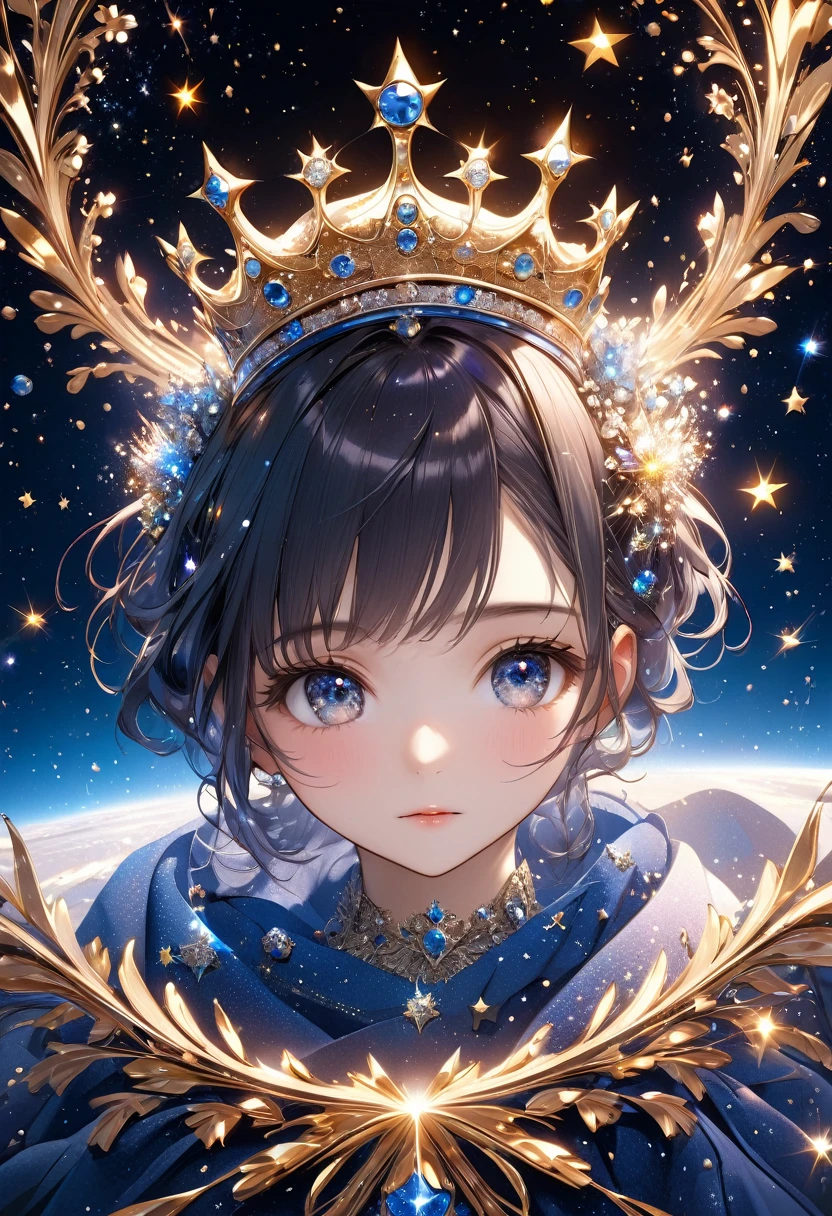 masterpiece, 8k, best quality, highly detailed, a crown made of stars & galaxies