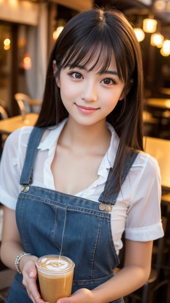 Cute girl working at a cafe terrace Japanese 19age
Professional Lighting Digital SLR Beautiful and elaborate face Perfect and beautiful face Big eyes Smile