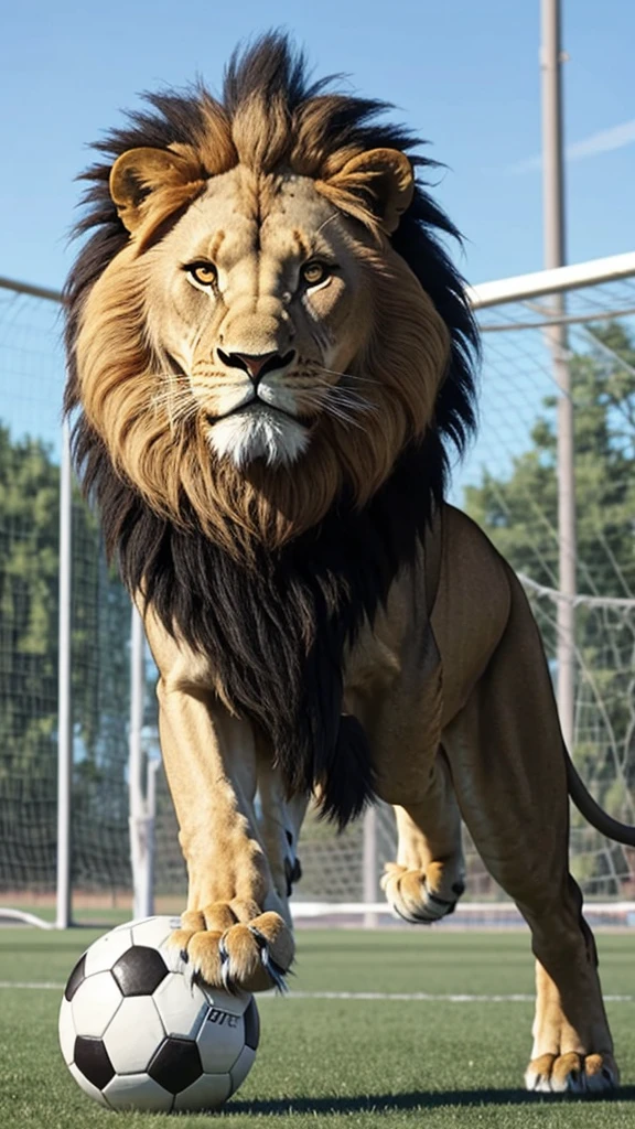 A beast. Lion look. Playing soccer
