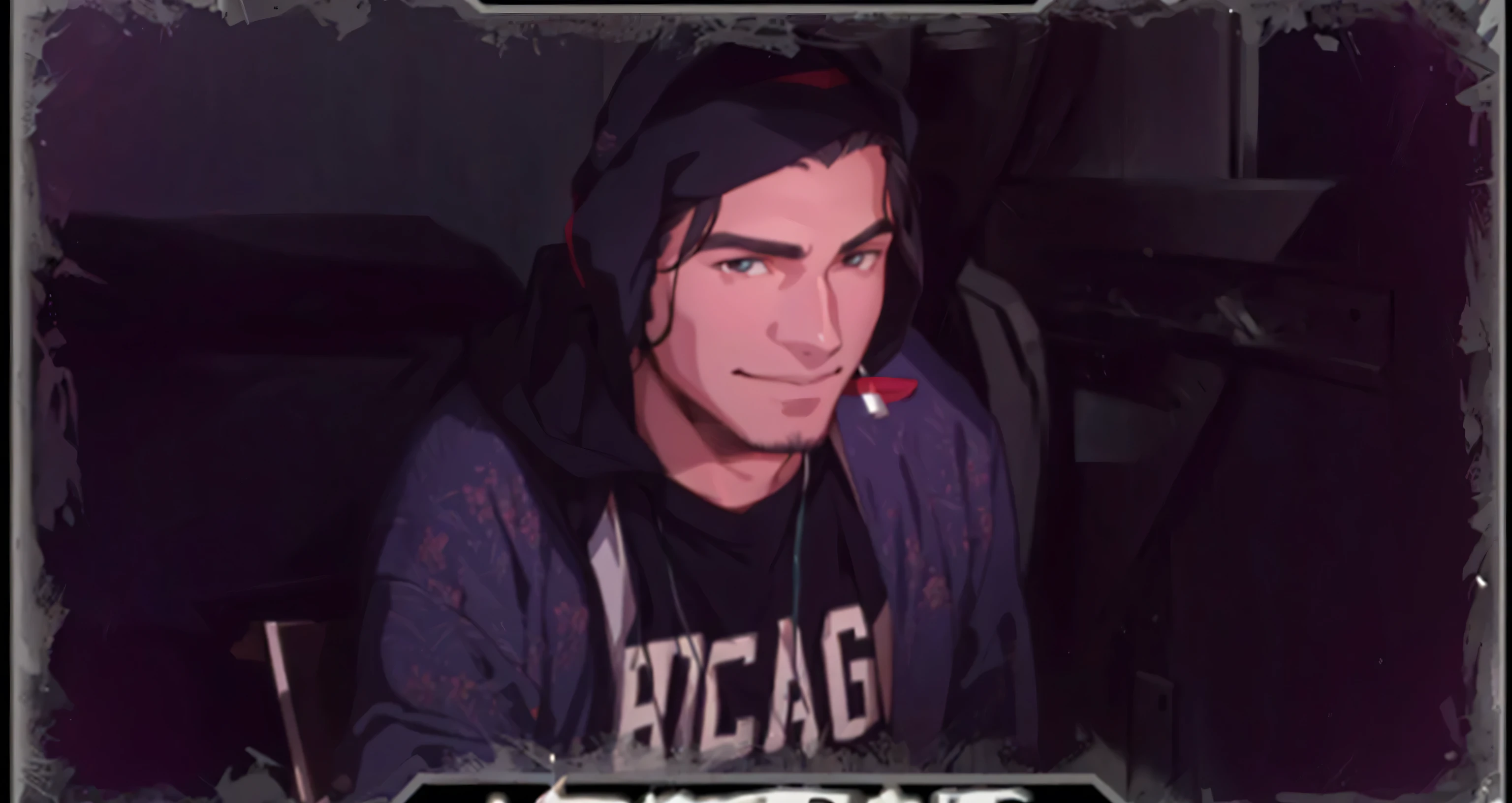 Peruvian man 34 years old young handsome and noseon anime art style
