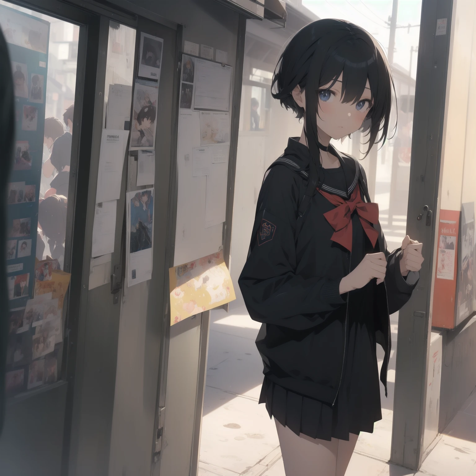 ultra-absurdres-Top quality by artist God, ultra-detailed, high resolution, anime moe artstyle, best anime 8k konachan wallpaper, pixiv contest winner, pool:2810, perfect anatomy,break, 1girl, (Please draw a girl walking sleepily to school alone. )break,(Solo,little female, 13-year-old:1.3),Full limbs, complete fingers,a junior high school student, (very short hair), short cut, flat chest, , small butt, small black eyes, beautiful detailed eyes, well-proportioned iris and pupils, expressive eyes, highres detailed hair, soft expression, salor school_uniform, sailor collar, serahuku, bow, pleated skirt,(Detailed Lighting), (Detailed background), in the School commute route. break,super detailed skin, Best cinematic lighting powered by famous artist, 8k,beauty illustration,photoshop_(medium),very aesthetic,break,((artist:yuuhagi_(amaretto-no-natsu) )), artist:clamp ,artist:carnelian ,artist:kantoku ,
