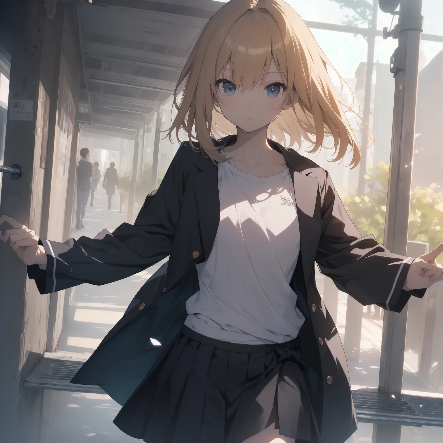 ultra-absurdres-Top quality by artist God, ultra-detailed, high resolution, anime moe artstyle, best anime 8k konachan wallpaper, pixiv contest winner, pool:2810, perfect anatomy,break, 1girl, (Please draw a girl walking sleepily to school alone. )break,(Solo,little female, 13-year-old:1.3),Full limbs, complete fingers,a junior high school student, (very short hair), short cut, flat chest, , small butt, small black eyes, beautiful detailed eyes, well-proportioned iris and pupils, expressive eyes, highres detailed hair, soft expression, salor school_uniform, sailor collar, serahuku, bow, pleated skirt,(Detailed Lighting), (Detailed background), in the School commute route. break,super detailed skin, Best cinematic lighting powered by famous artist, 8k,beauty illustration,photoshop_(medium),very aesthetic,break,((artist:yuuhagi_(amaretto-no-natsu) )), artist:clamp ,artist:carnelian ,artist:kantoku ,