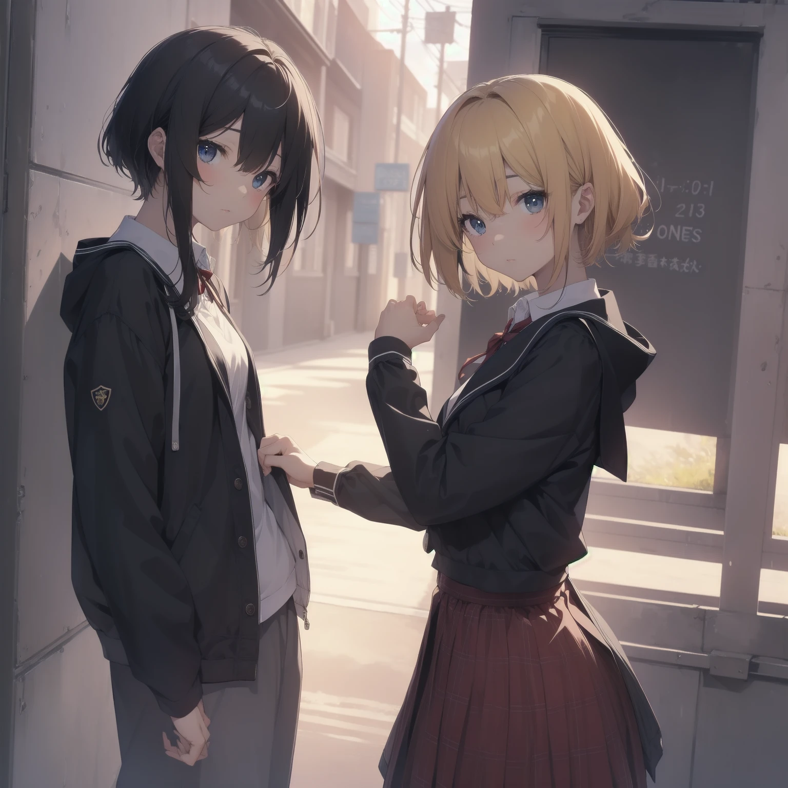 ultra-absurdres-Top quality by artist God, ultra-detailed, high resolution, anime moe artstyle, best anime 8k konachan wallpaper, pixiv contest winner, pool:2810, perfect anatomy,break, 1girl, (Please draw a girl walking sleepily to school alone. )break,(Solo,little female, 13-year-old:1.3),Full limbs, complete fingers,a junior high school student, (very short hair), short cut, flat chest, , small butt, small black eyes, beautiful detailed eyes, well-proportioned iris and pupils, expressive eyes, highres detailed hair, soft expression, salor school_uniform, sailor collar, serahuku, bow, pleated skirt,(Detailed Lighting), (Detailed background), in the School commute route. break,super detailed skin, Best cinematic lighting powered by famous artist, 8k,beauty illustration,photoshop_(medium),very aesthetic,break,((artist:yuuhagi_(amaretto-no-natsu) )), artist:clamp ,artist:carnelian ,artist:kantoku ,