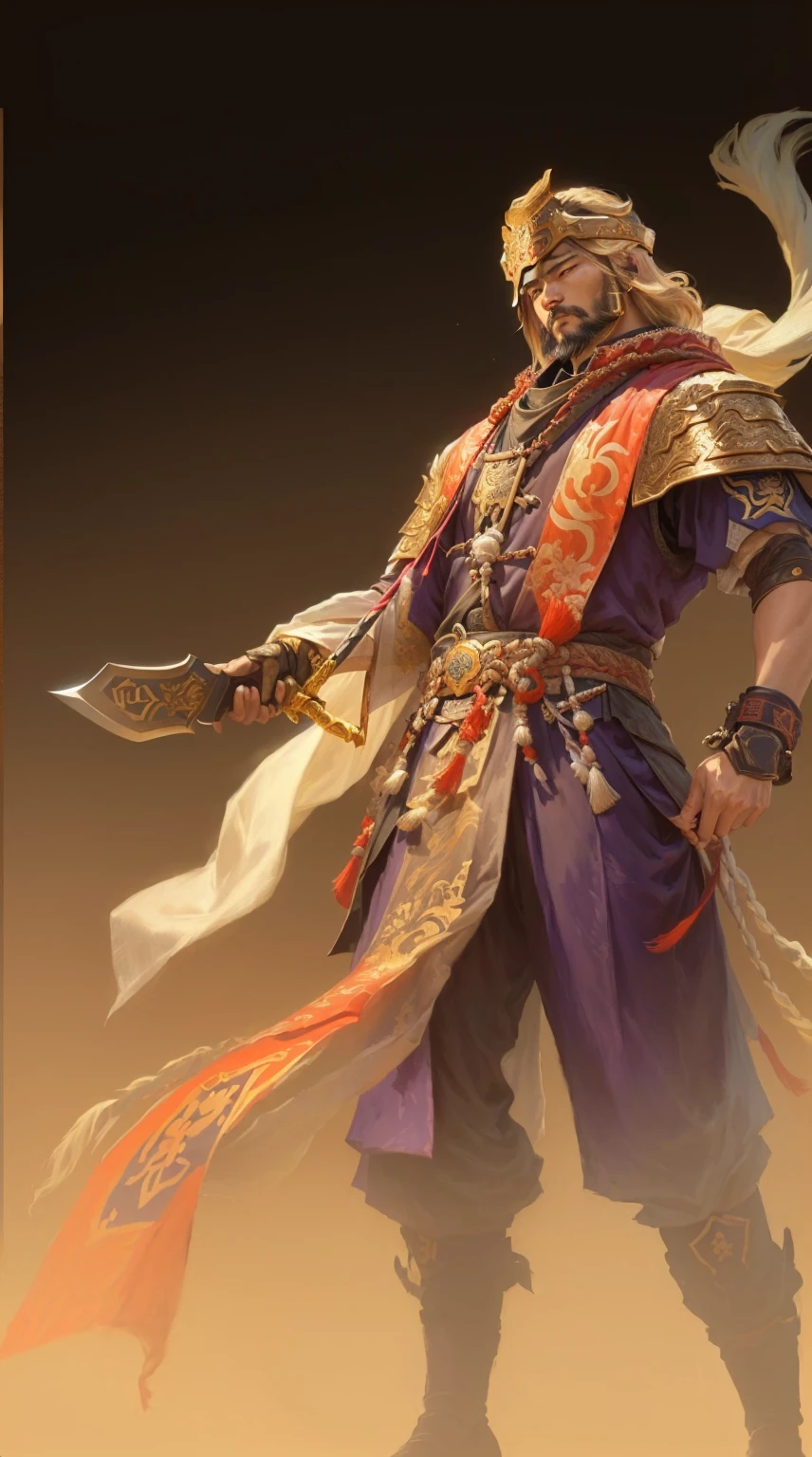 Dressed in clothing、Close-up of a man holding a sword, Inspired by Huang Shen, Desert Fighter Mage, 《Genshin Impact》Zhongli, Inspired by Hu Zaobin, 《Genshin Impact》Keqing, G Liulian art style, guan yu, inspired by Du Jin, arabian samurai, Inspired by Ma, Inspired by Shen Zhou