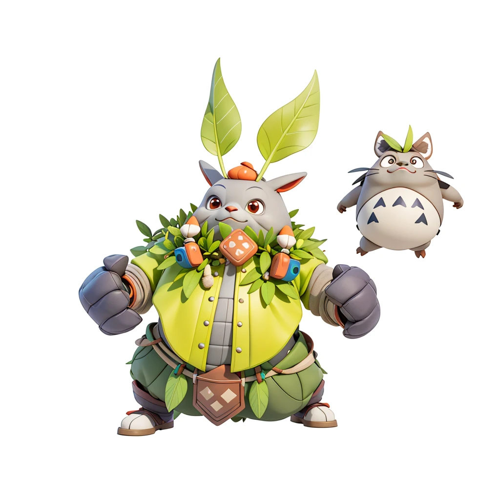 Tribal chieftain,Grass element,Grass game characters,leaf,My Neighbor Totoro,一只My Neighbor Totoro带着一只My Neighbor Totoro宝宝,Isometric,xxxxxxxx cartoon 3d model,Low Poly,3D Art,C4D,octane
rendering, 3D Rendering, Ray traction, Clay Materials, Pixar Trends, Animated Lighting, Depth of Field, Super Detail, Pastel colors, mockup, Clean background, Delicate gloss, Soft focus, oc, Blender, intellectual property, best quality, 8k--s 250--v 5.1