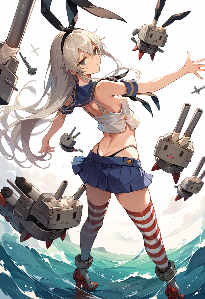 score_9, score_8_up, score_7_up, score_6_up, source_anime, 1girl, (dynamic angle), (perfect image), 8k wallpaper, most detailed, Complex, delicate background, offical art,shimakaze(kancolle),back flip