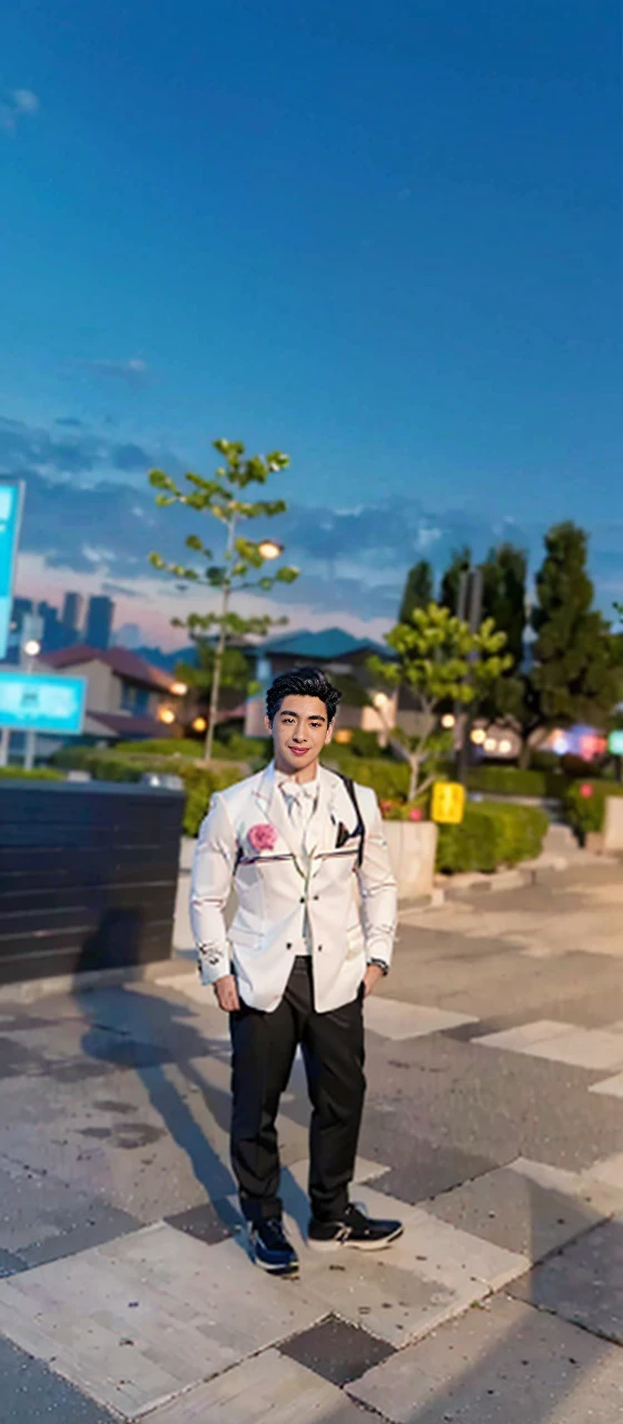 ((Men)), (head shot), (frontal face), (half body view), (Handsome muscular man in his 30s wearing black luxury suit with black necktie), zi wang (prince chiu), Mischievous smile, (detail: 1 in 1), Natural muscles, HIG quality, beautiful eyes, (Detailed face and eyes), (Face、: 1 / 2), Noise, Real Photographics, ... ...................................................................................................PSD, Sharp Focus, High resolution (8K), realistic & Professional Photography, 8K UHD, Soft lighting, High quality, Film grain, FujifilmXT3