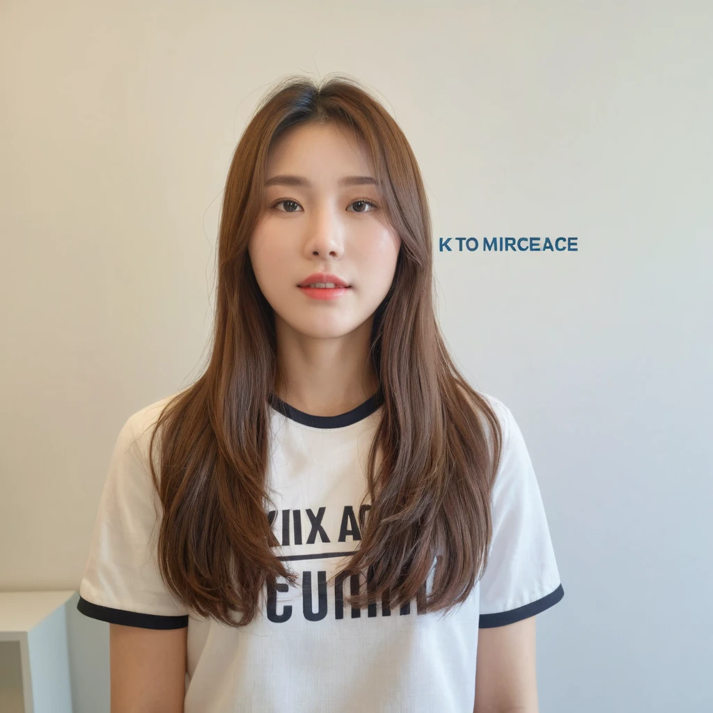 Best Quality, 8k, Masterpiece, (Portrait: 1.3), (photo realistic:1.4), (hyper realistic:1.4), Sharp Focus, looking at viewer, (smoother lighting:1.1), (increase cinematic lighting quality:0.9), realistic lighting, backlighting, light on face, ray trace, (brightening light:1.2), (Increase quality:1.4), sharp detail, (best quality real texture skin:1.4), finely detailed eyes, black_eyes, finely detailed face, 25 year old Korean woman, (white formal_shirt:1.4), (Create an image maintaining the original base model hairstyle:1.5)
