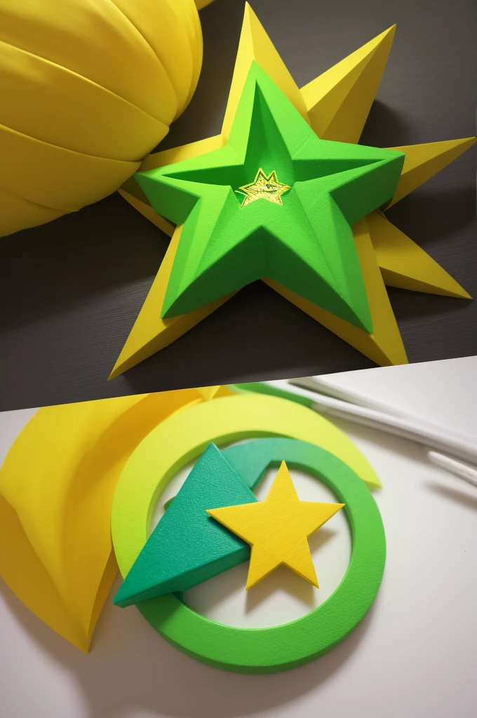Create a logo with yellow and green colors with a star in the center