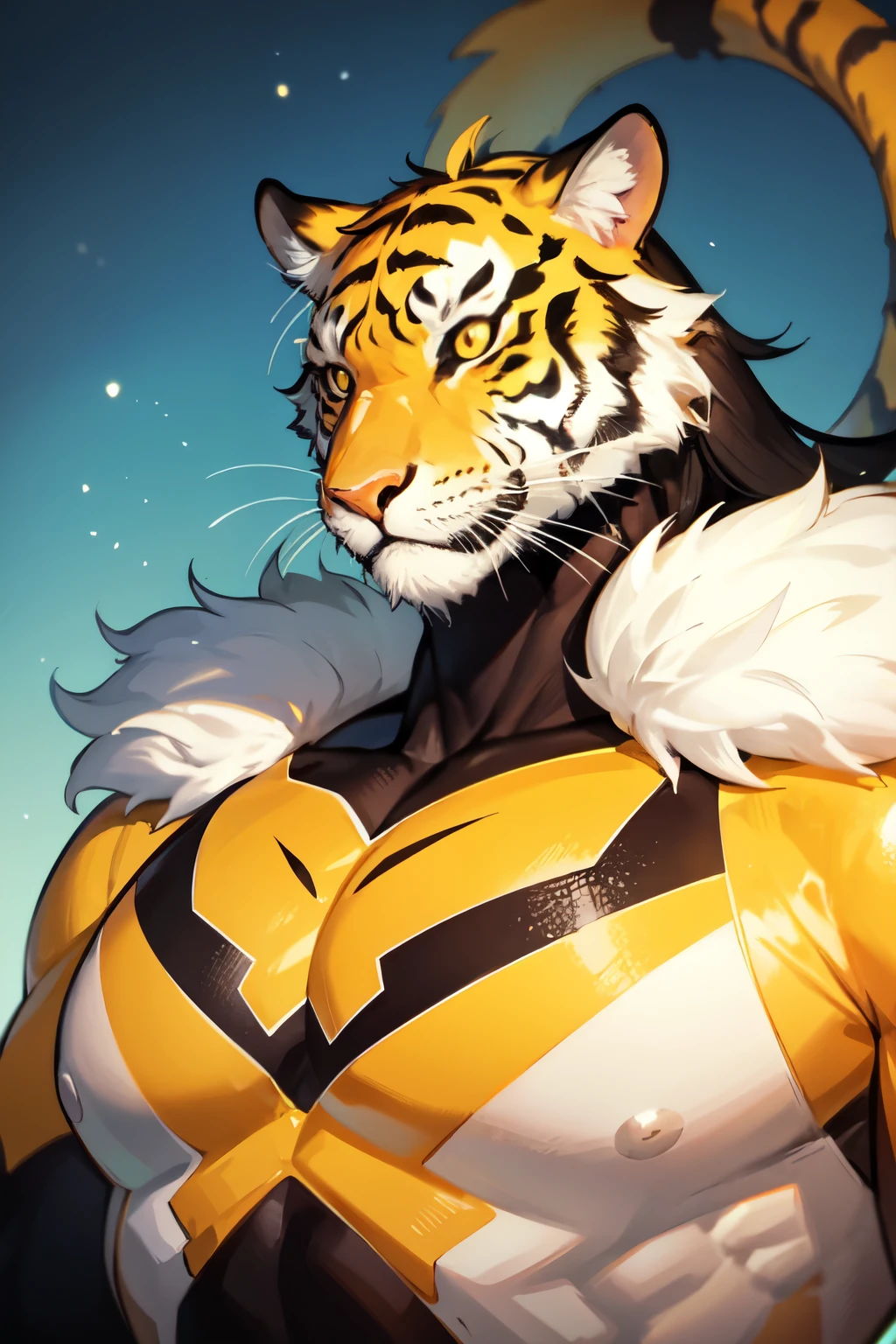 Handsome and cool yellow tiger beastman face　Great for avatar images