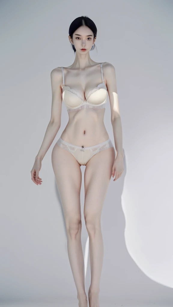 a woman, very thin body, body visible bones, very slender , sweaty weat body, pale white skin, panties, bra,tatto, full body