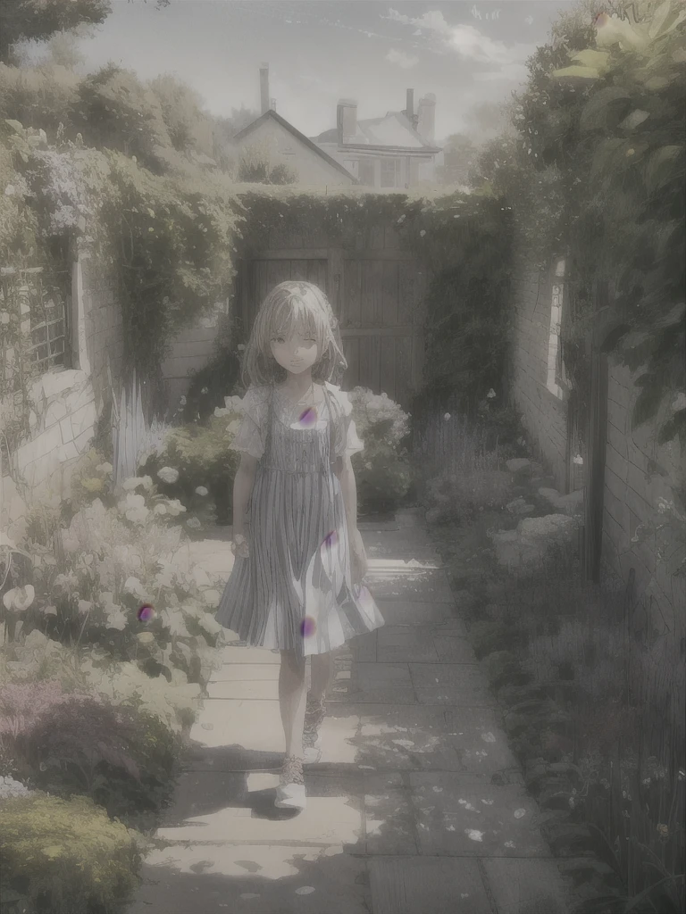 young girl walking in the garden