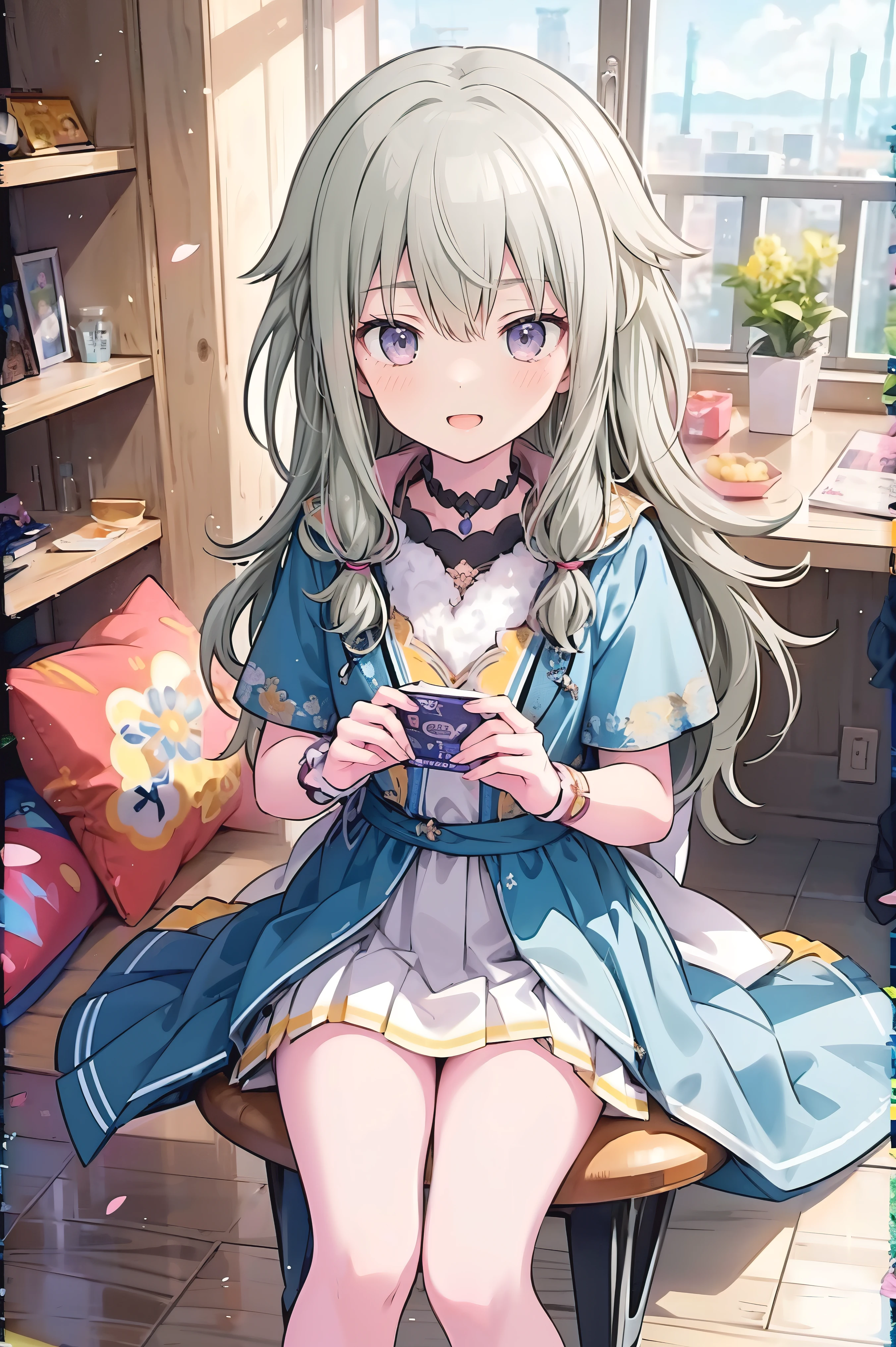 (8k, 最high quality)、Ultra-high resolution、adorable、最high quality, beautiful, Absurd beauty、masterpiece、Best image quality、(Front facing)、good feeling、smile,Face the camera、Delicate eyes、smile、Small face、adorable満面のsmile, 最high quality、female、Looks 20 years old、1 person、masterpiece, Most detailed,uniform、 high quality、Shiny Hair、Very fine and beautiful bright eyeedium chest、nose blush、Very detailed, clear and beautiful face, Awards, (Anatomically correct)、Reach out、The whole body is visible,View from above,Face Focus