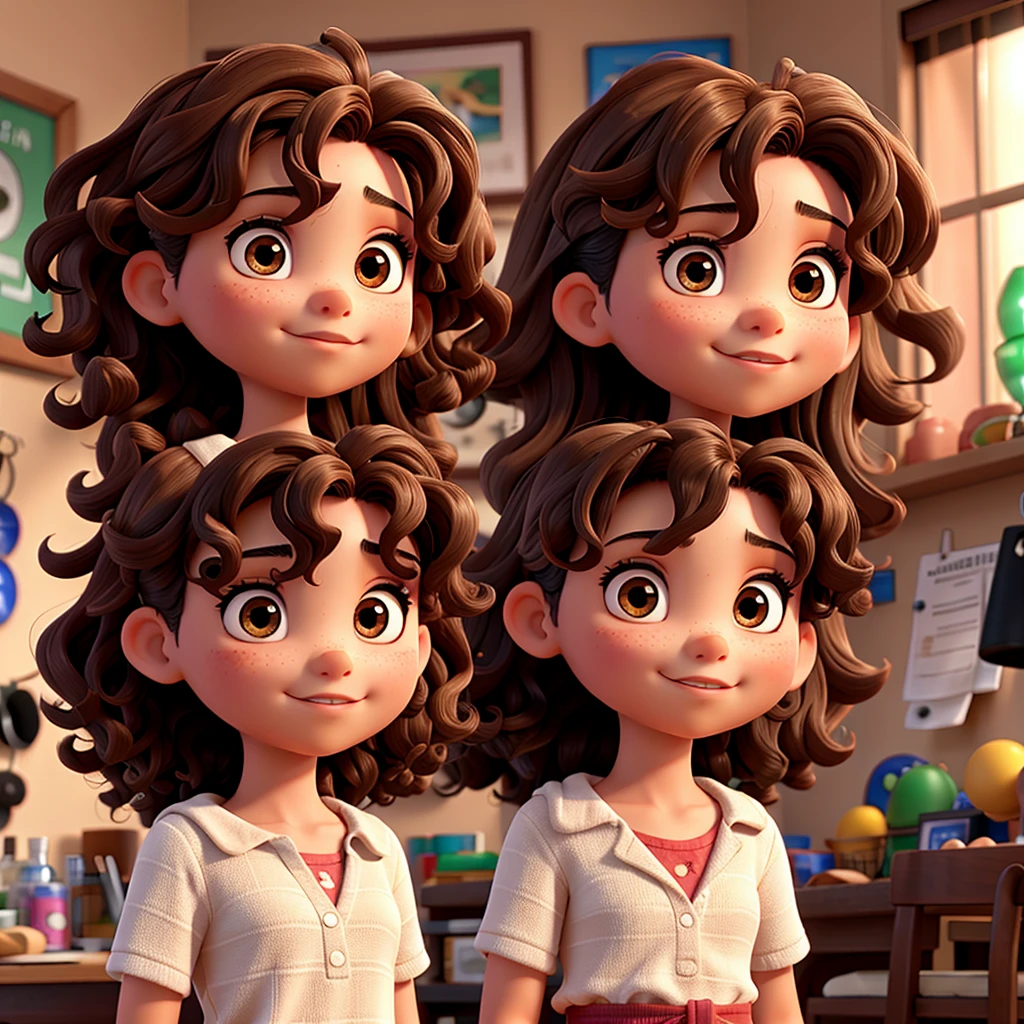 a mexican girl with curly hair and brown eyes