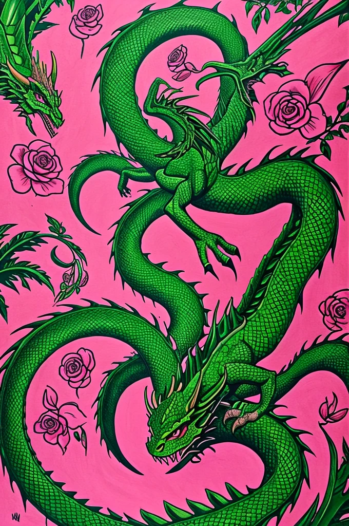 Green and Pink Dragons