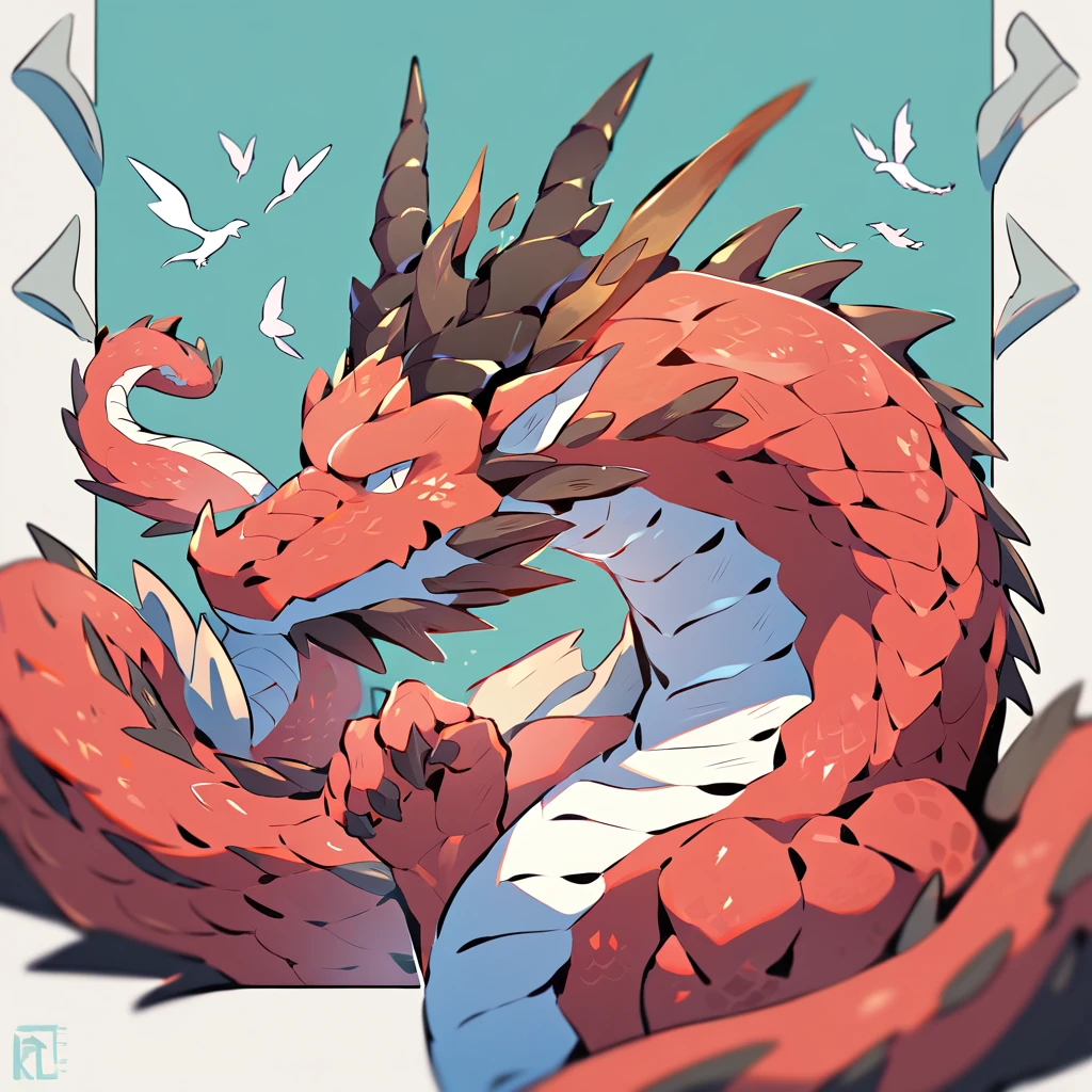 ((dragon), anthropology, man, ((red body)), scales, tail, muscle, handsome, Middle Ages , เสื้อMiddle Ages) , Fantasy ,The best aesthetics , best quality, Amazing quality, The best aesthetics