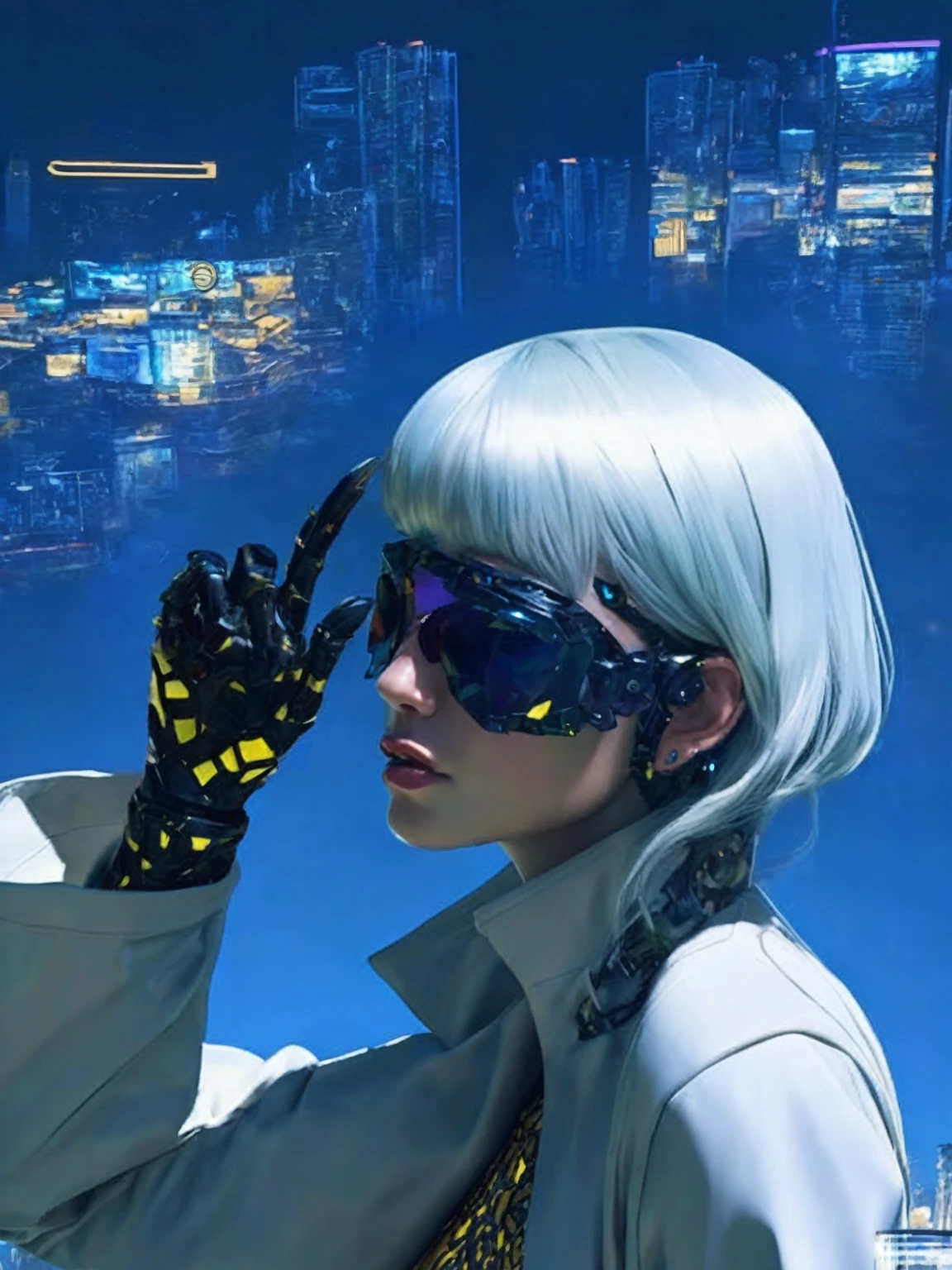 a (giraffe pattern outfit) yellow and black outfit,sword,beautiful cyberpunk woman,cyberpunk angry gorgeous goddess,beautiful cyborg girl ,hyper realistic,intricate details,cinematic lighting,vibrant colors,award winning,stunning,masterpiece