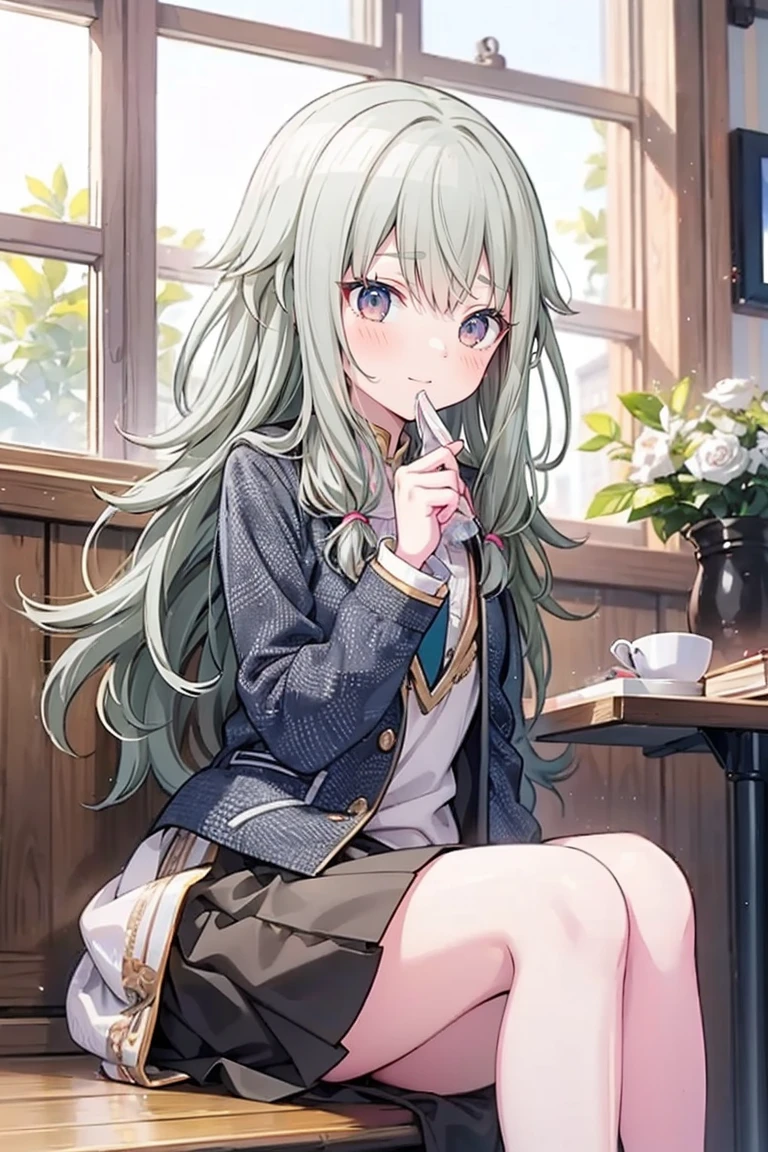 (8k, 最high quality)、Ultra-high resolution、Adorable、最high quality, beautiful, Absurd beauty、masterpiece、Best image quality、(Front facing)、good feeling、smile,Face the camera、Delicate eyes、smile、Small face、Adorable満面のsmile, 最high quality、female、Looks 20 years old、1 person、masterpiece, Most detailed、、blazer、skirt、 high quality、Shiny Hair、非常に細かくてbeautiful明るい目、Medium chest、nose blush、非常に精細でクリアでbeautiful顔, Awards, (Anatomically correct)、The whole body is visible