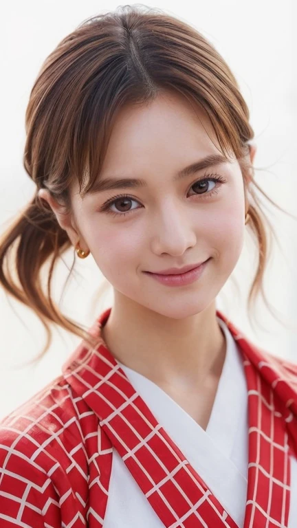 (In the midst of a lively festival:1.2)、A 30-year-old young woman emerges vividly in 8K high-definition video、(Wearing a yukata with a red pattern on a white background:1.2)、Cuteness and beauty combined、Beautifully detailed style and beautifully detailed face、It&#39;s like a masterpiece、
Her beautiful, narrow eyes and double eyelids、Shining as brightly as the festival、beautiful brown hair swaying in the wind、enhance her charm、The white and red patterned yukata wraps around her body beautifully.、In keeping with the festive atmosphere、
(Viewer looks down from above:1.2)、With her gentle eyes,(Staring at the audience:1.2)、Along with the bustle of the festival、Her presence is projected.、Viewers can enjoy the beauty of 8K images、
This video is、A top quality creation that combines festive fun with beautifully detailed style.。.、Viewers will be mesmerized by her graceful figure and gaze..。