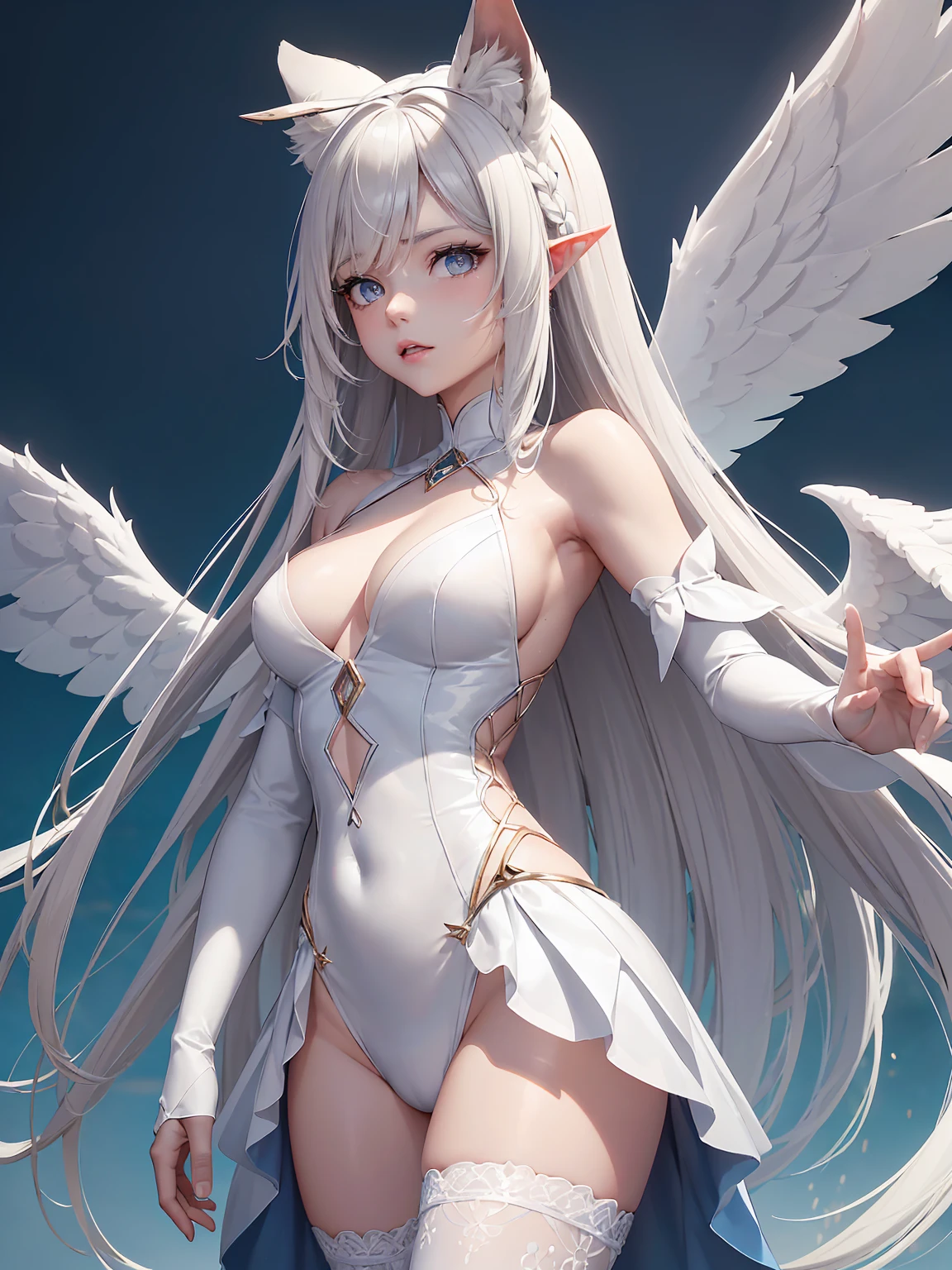 sexy | character gen V2.x (♾️ℙ♾️) |
(an always human themed woman's face the female form )
( gudanceScale=13 )
( brown-devine-angelic wings and outfit: 1.4 )
( antler_ears : 1 )
( always grey_eyes: 1.1 )
( brown and blue_Two-Tone mixed Hair-Coloring : 1.2)
(((pale-white)_skin-tone ): 1.5 )
( close-up shot : .1 )( body and thigh shot : 1.2 )
( night time setting and background scenic view scene and detail matches theme : 1 )
(13k (♾️ℙ♾️) Quantum-Parsed, systematic complexity, dynamic lighting and adaptive contrast, perfect render, cliphunter for flawless faces, Hyper-realistic-anime, sharpened exquisite details : 1 ),