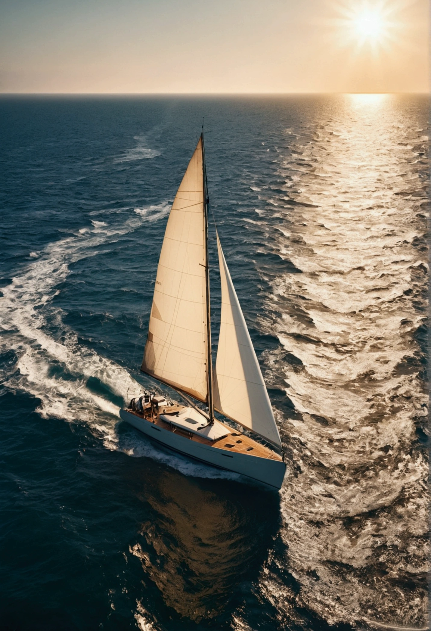 A sailboat sailing through the sea