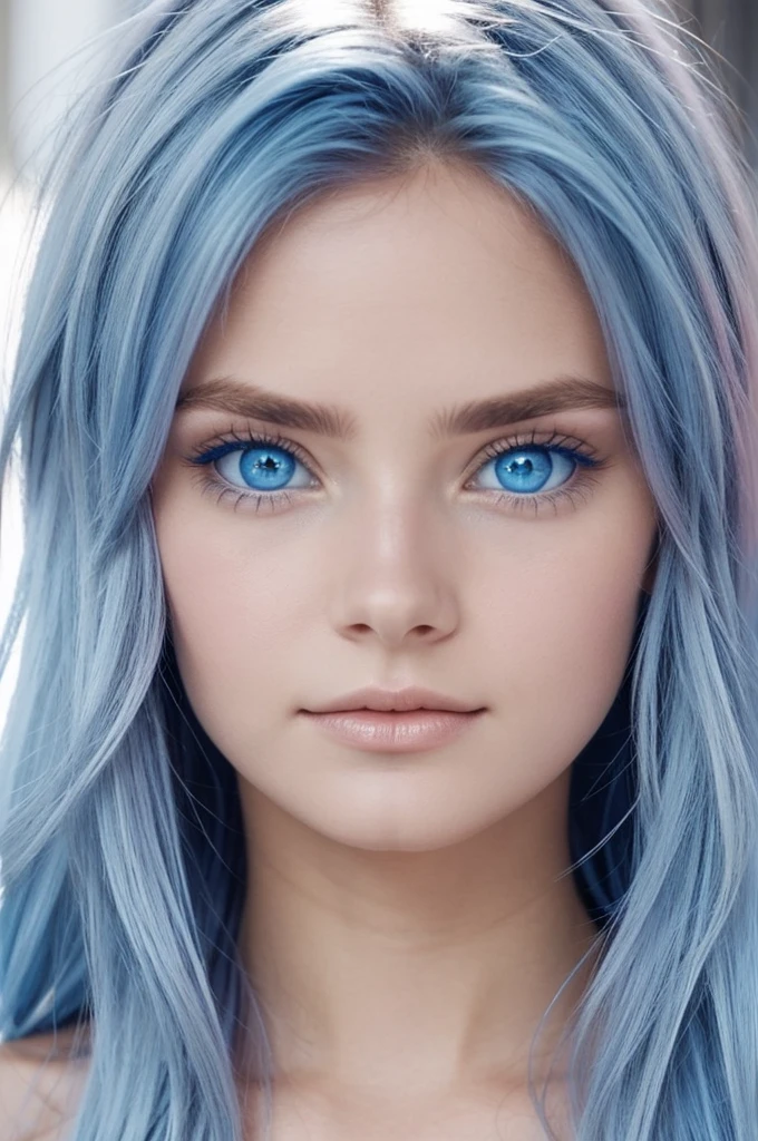 light blue eyes, but at the bottom they also have a light pink, When you see it, it looks like a galaxy with golden stars.