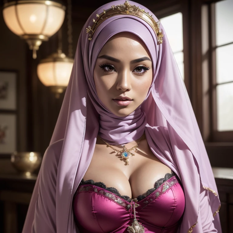 (((HIJAB FULL NAKED & NUDE))) (((PERFECT HIJAB STYLE WORKING as PROSTITUTE))) (((HIJAB 2 girls:1.5, HIJAB girls standing))) (A fashion model, 24-years-old), ((Ultra-realistic最high quality、 8K、 The ultra -The high-definition))、(photorealistic:1.67)、(Realistic:1.67)、 (masterpiece)、((absurdres))、((ultra sharp)), (perfect figure), ((Highly detailed face and skin texture)), (Realistic faces), Original photo, (Super beautiful detailed face:1.44)、(Super beautiful detailed eyes:1.38)、(super detailed lips:1.21)、(super Detailed nose:1.2)、((small head:1.4))、(full breasts:1.3), The attention to detail, Double eyelids, Wear an off-the-shoulder top, ((Random style and colored hair)), ((Brown eyes)), ((no_Pantise:1.5)),sexy asian woman in red corset posing in a room with lanterns, japanese goddess, a beautiful fantasy empress, mai shiranui, trending on cgstation, beautiful alluring anime woman, wlop. 4 k, 8k high quality detailed art, wlop and sakimichan, [ 4 k digital art ]!!, chinese girl, inspired by Lan Ying,  アニメ, Purple cat ears, long hair, pretty clothing, guvéz style, clareza 4k, pop station, ancient architecture, seductive girl, appealing, Genshin Ker, estilo アニメ, 8k, linda mulher de アニメ, In front of , niplles