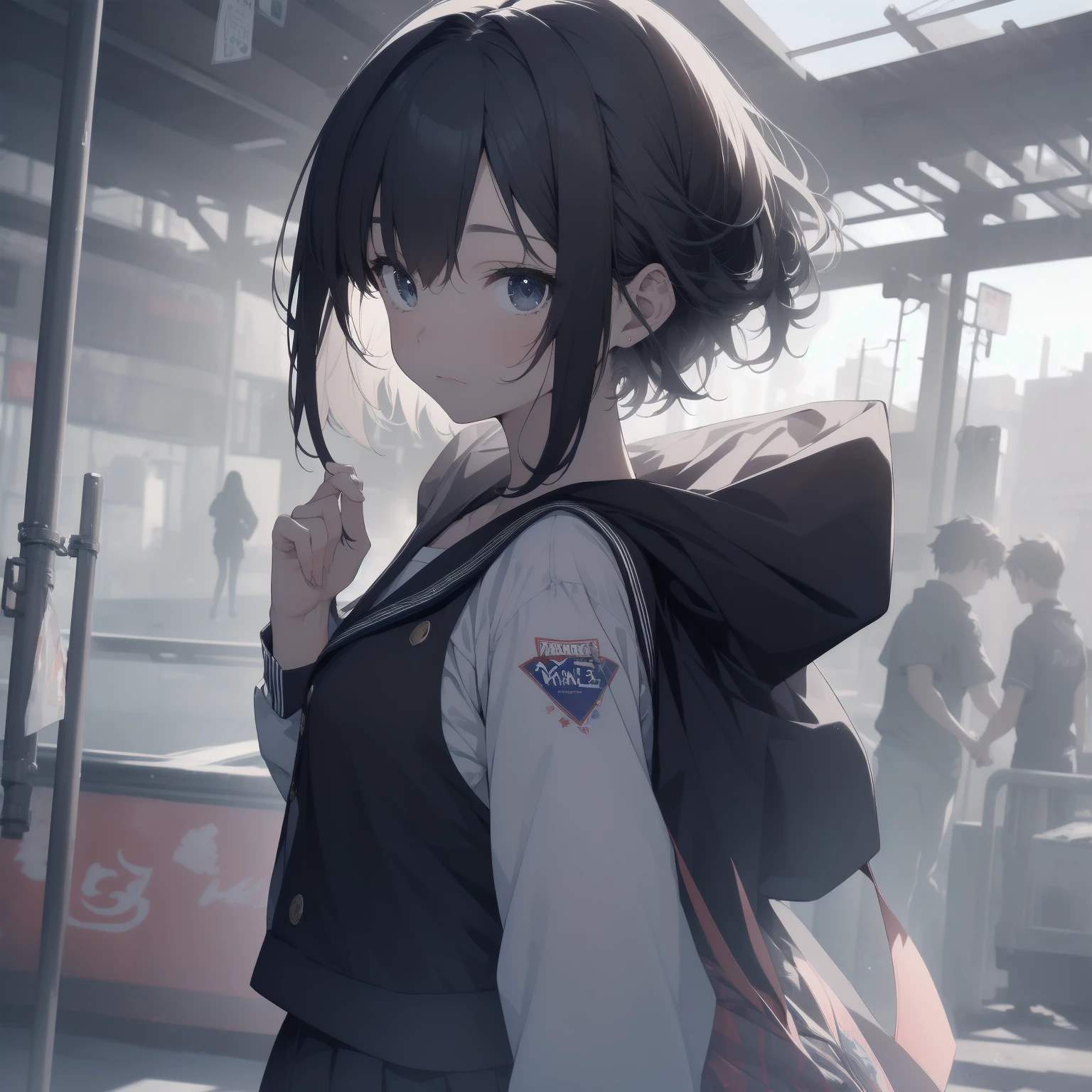 ultra-absurdres-Top quality by artist God, ultra-detailed, high resolution, anime moe artstyle, best anime 8k konachan wallpaper, pixiv contest winner, pool:2810, perfect anatomy,break, 1girl, (Please draw a girl walking sleepily to school alone. )break,(Solo,little female, 13-year-old:1.3),Full limbs, complete fingers,a junior high school student, (very short hair), short cut, flat chest, , small butt, small black eyes, beautiful detailed eyes, well-proportioned iris and pupils, expressive eyes, highres detailed hair, soft expression, salor school_uniform, sailor collar, serahuku, bow, pleated skirt,(Detailed Lighting), (Detailed background), in the School commute route. break,super detailed skin, Best cinematic lighting powered by famous artist, 8k,beauty illustration,photoshop_(medium),very aesthetic,break,((artist:yuuhagi_(amaretto-no-natsu) )), artist:clamp ,artist:carnelian ,artist:kantoku ,
