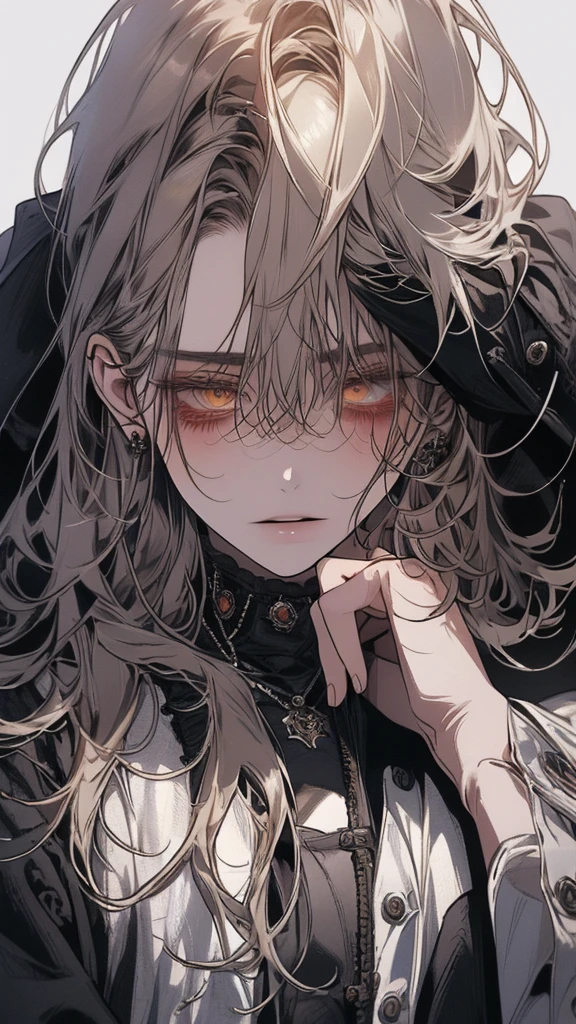 (Top resolution、Distinct_image)top-quality、A girl、​masterpiece、highly detailed, half body, Semi-realistic、yellow eyes 、18year old, silver hairs ,young 、Exquisite facial features、Facial features ,variation potrait, long  hairstyles,  , teenage, cool , cold sharp eyes, An expression of despair., Torn clothes, destroyed clothes, damaged clothing, all dirty, dirty, dirt, lifeless eyes, blood on face, , {Very detailed 8k CG unit wallpaper}, Handsome, solo, female, mafia, black shirt, white pant, white coat,
