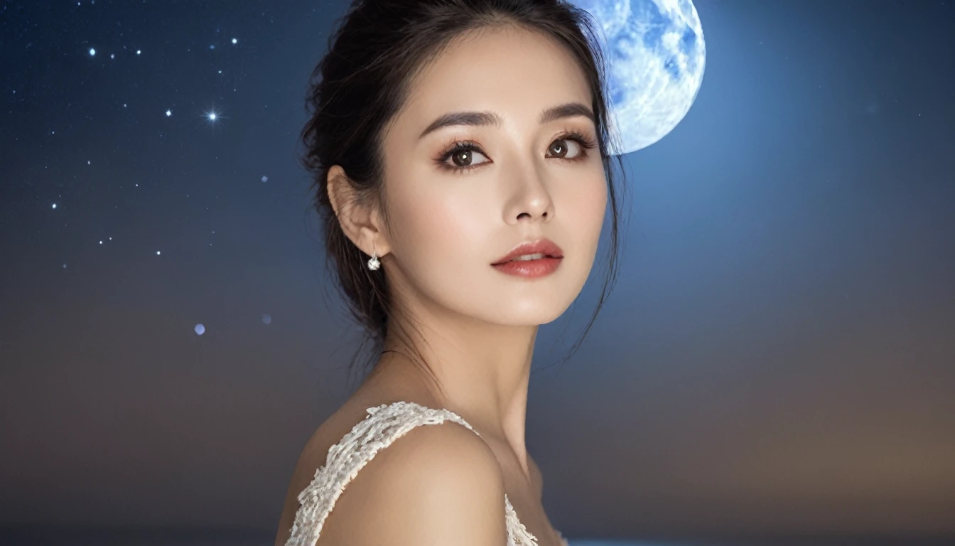 Beautiful woman in moonlight