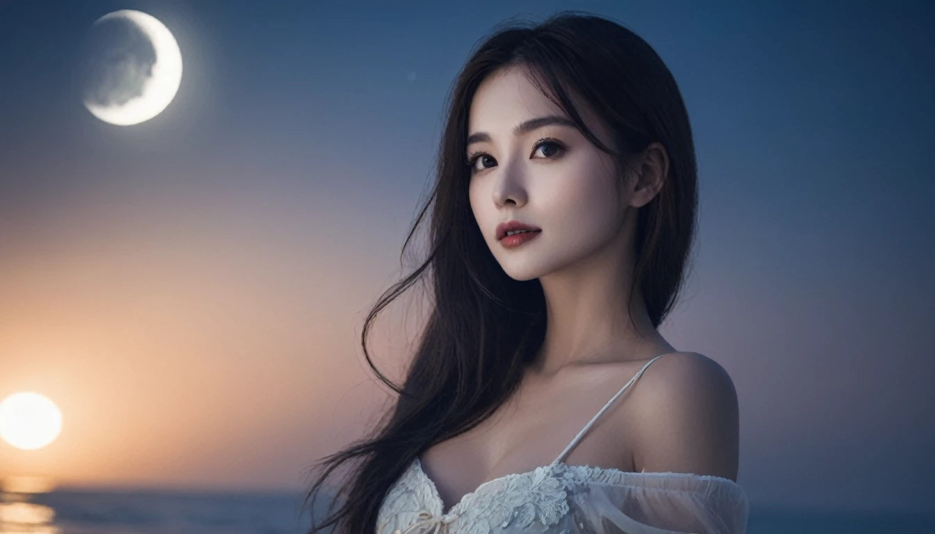 Beautiful woman in moonlight