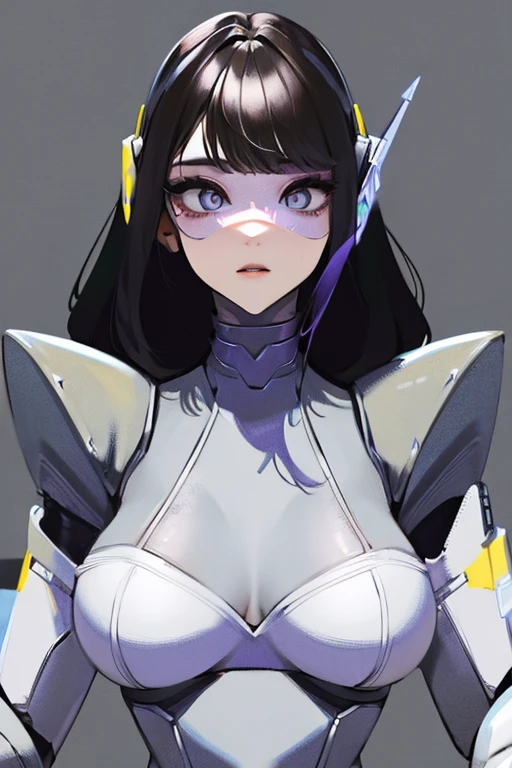 empty eyes,robotized woman ,big bust,Robot Joint ,Metal skin