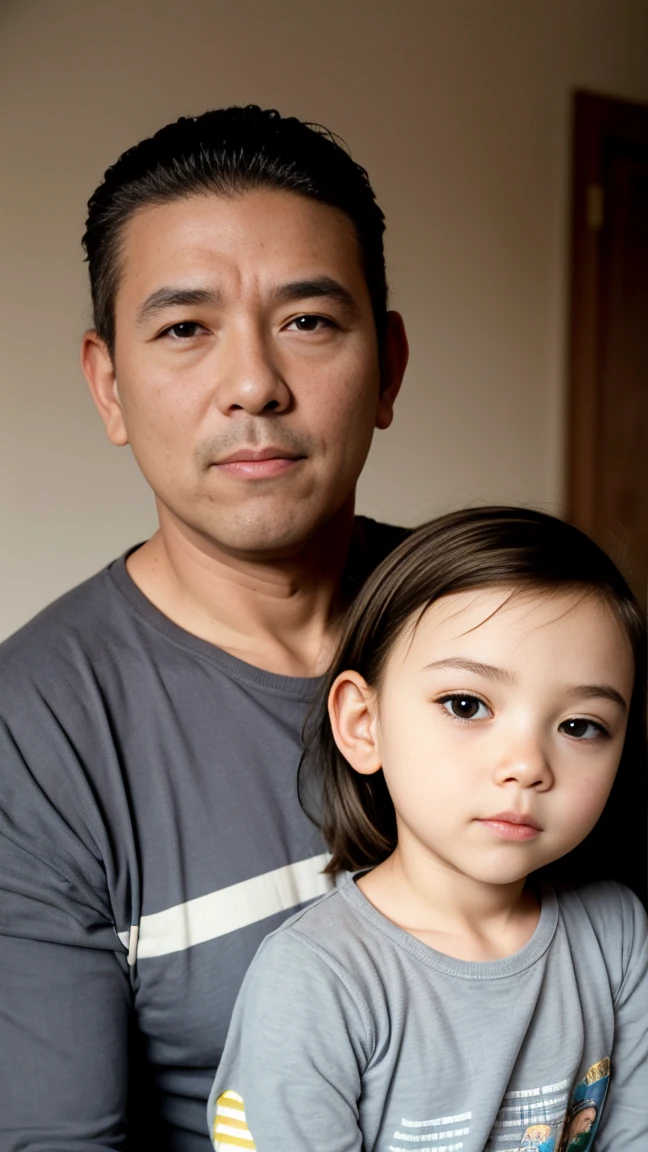 A close photo of a little girl and her father from the previous generation