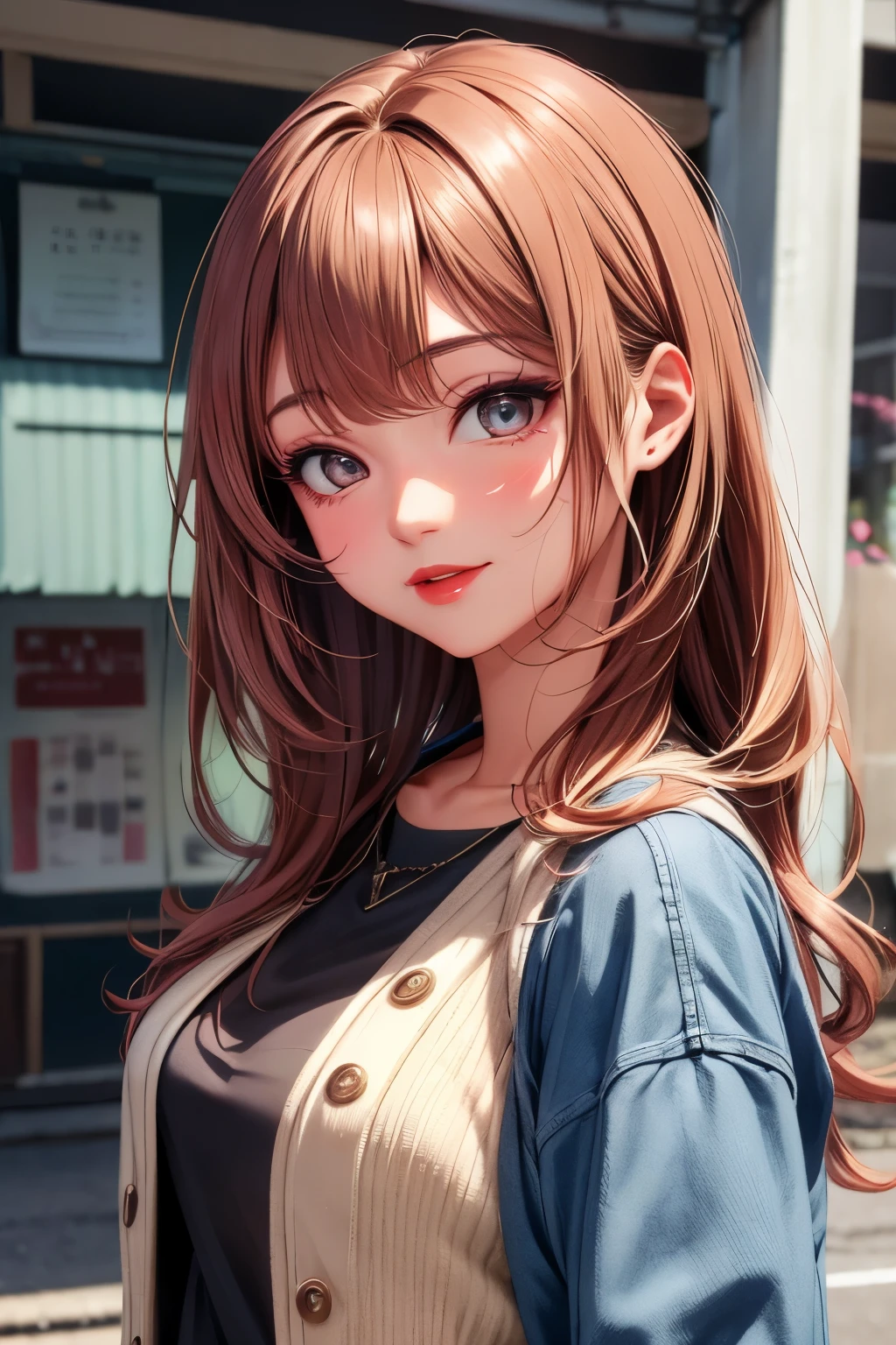 Mizuhara Chizuru, CG 8k ultra-realista, beautiful woman, seductive eyes, make-up, red lips, casual clothes 