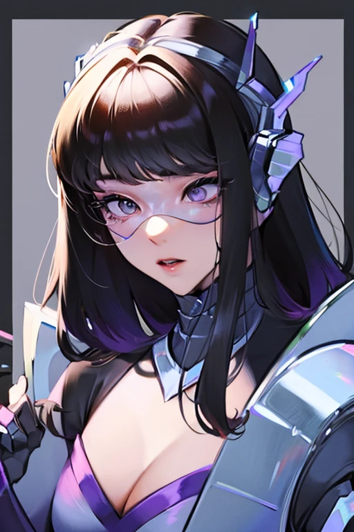 empty eyes,robotized woman ,big bust,Robot Joint ,Metal skin