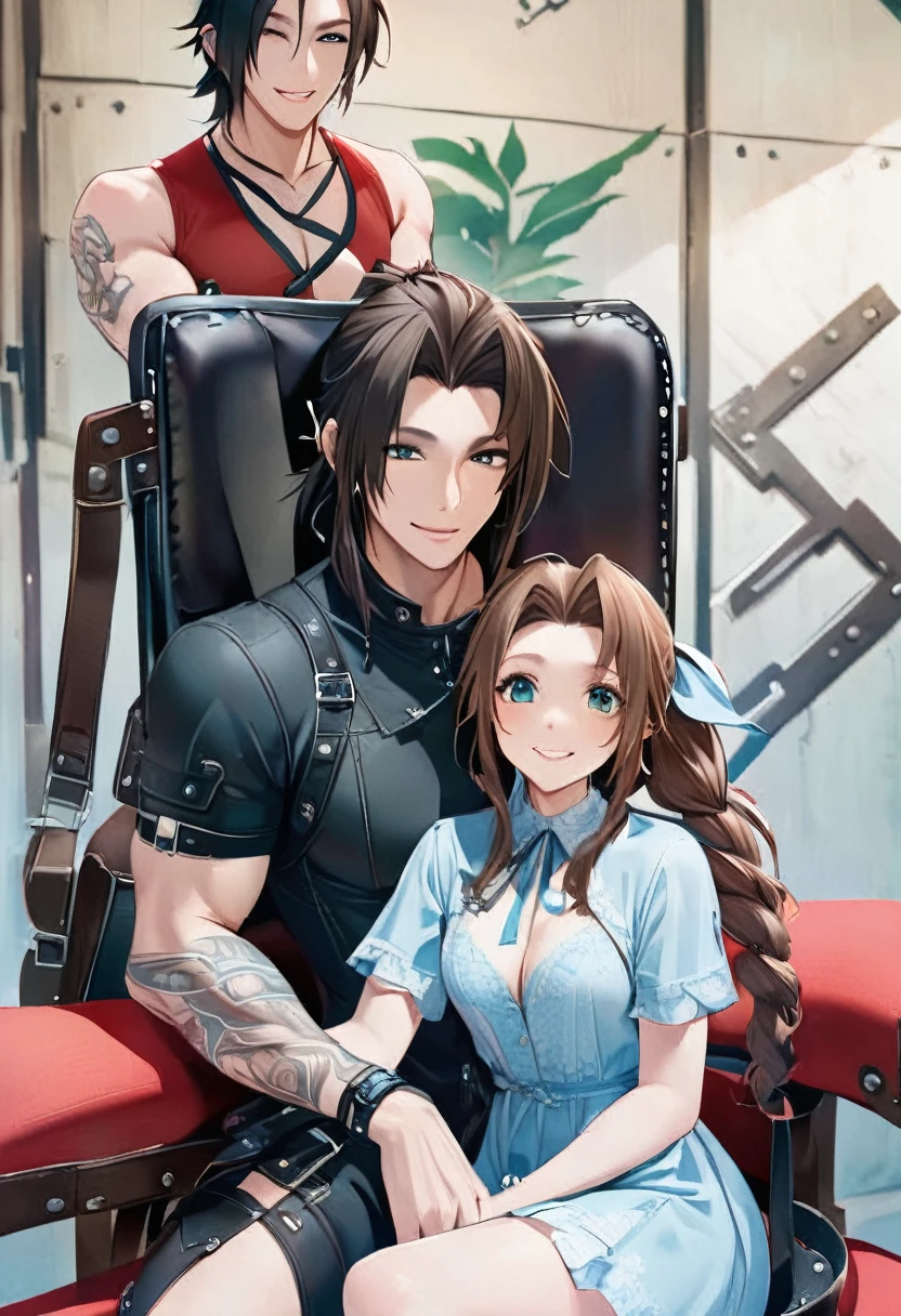 FF7,Aerith、Sitting in a chair、smile、
