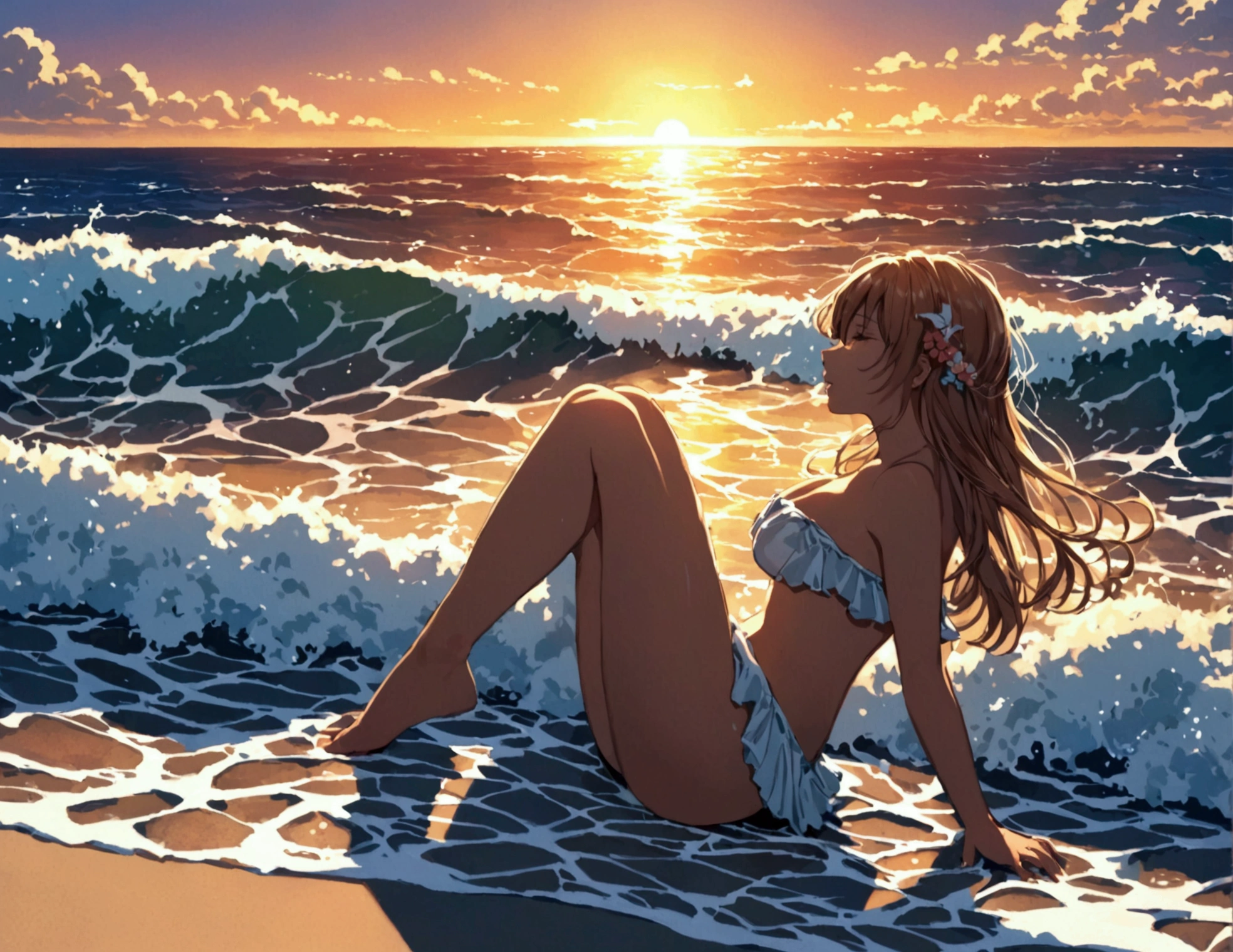 A girl at the ocean with 