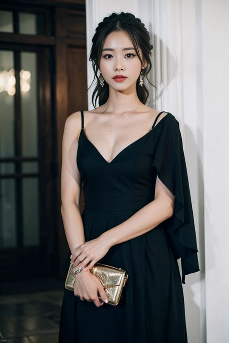 A beautiful woman in a black dress