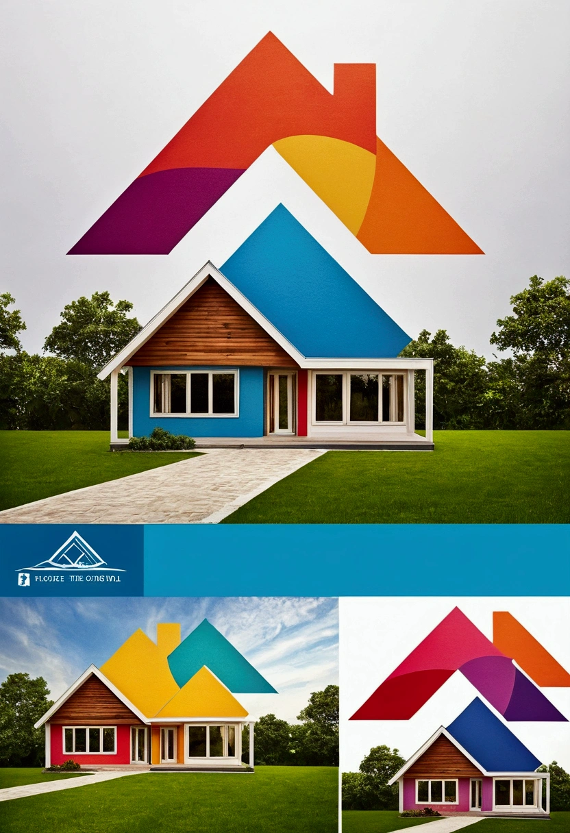 A colorful logo that is related to the house and the photo