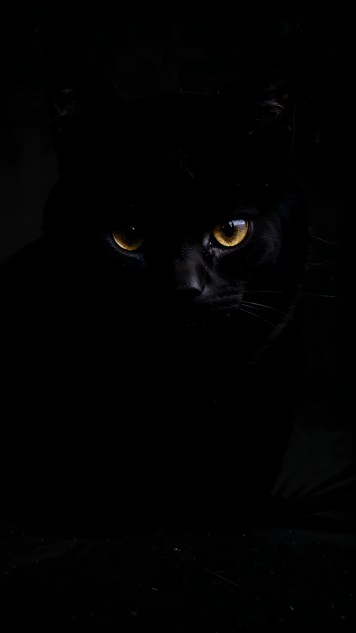 black cat in the black background, close up, photography, for wallpaper